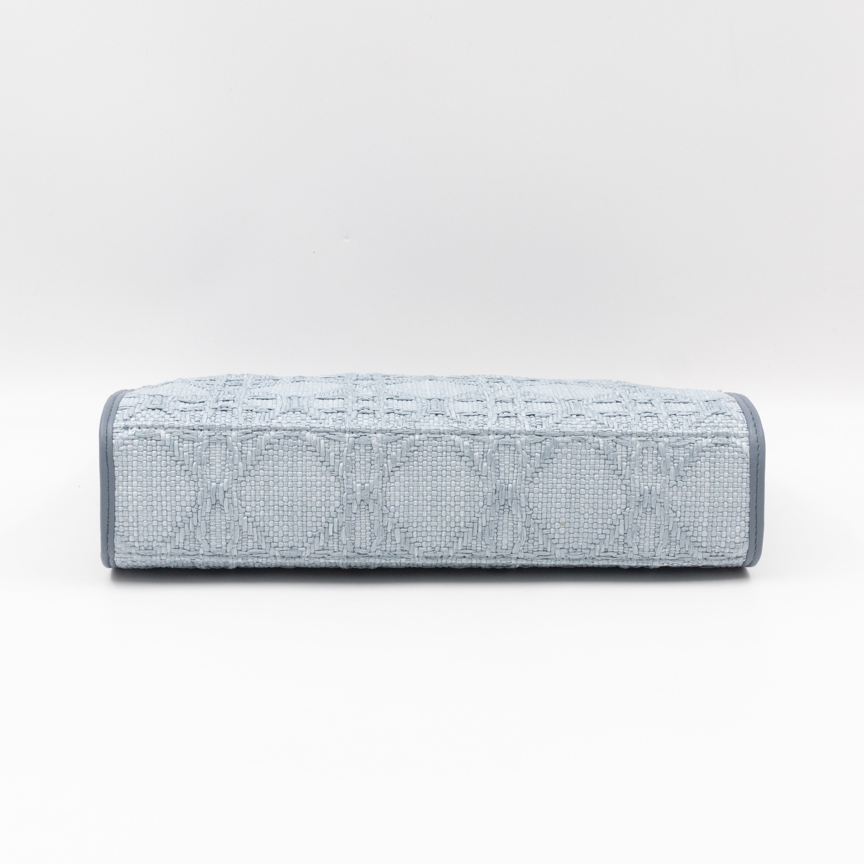 30 Montaigne Dea Pouch Celestial Blue Raffia Cannage