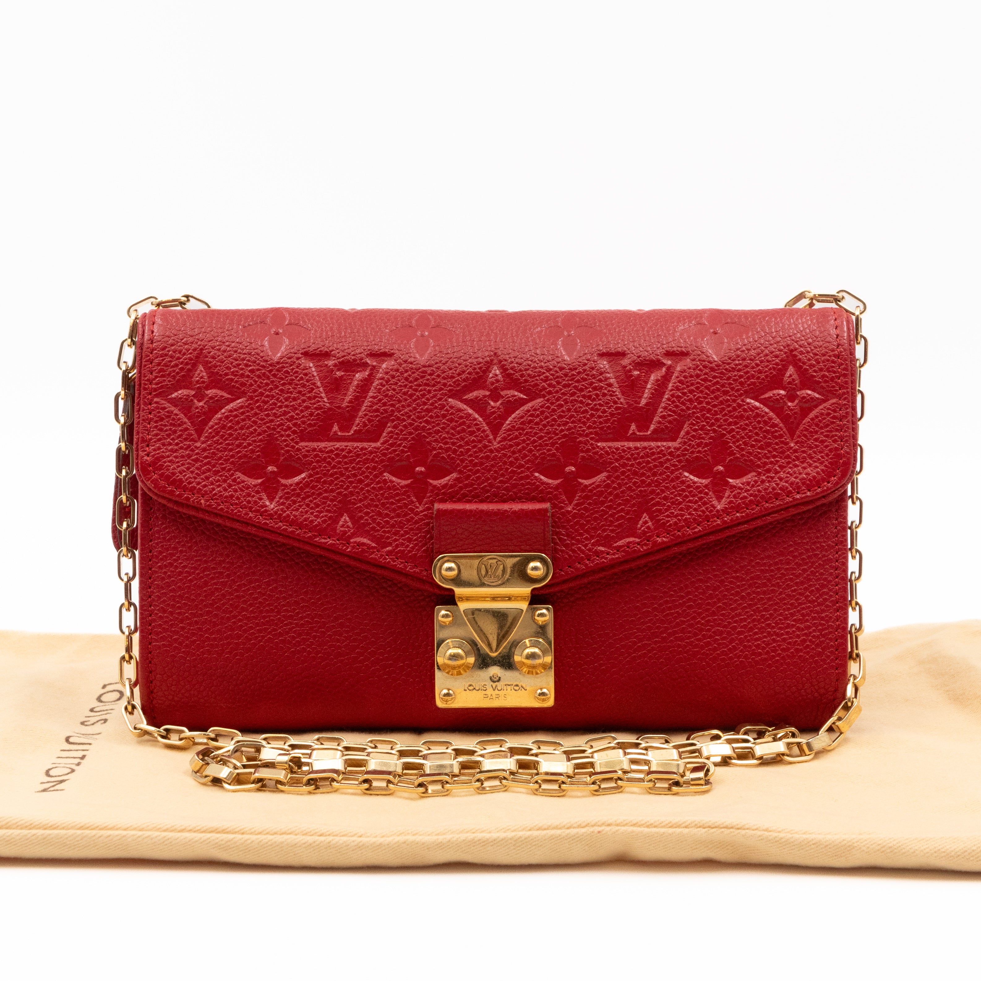 Saint Germain Pochette with chain Red Monogram Empreinte
