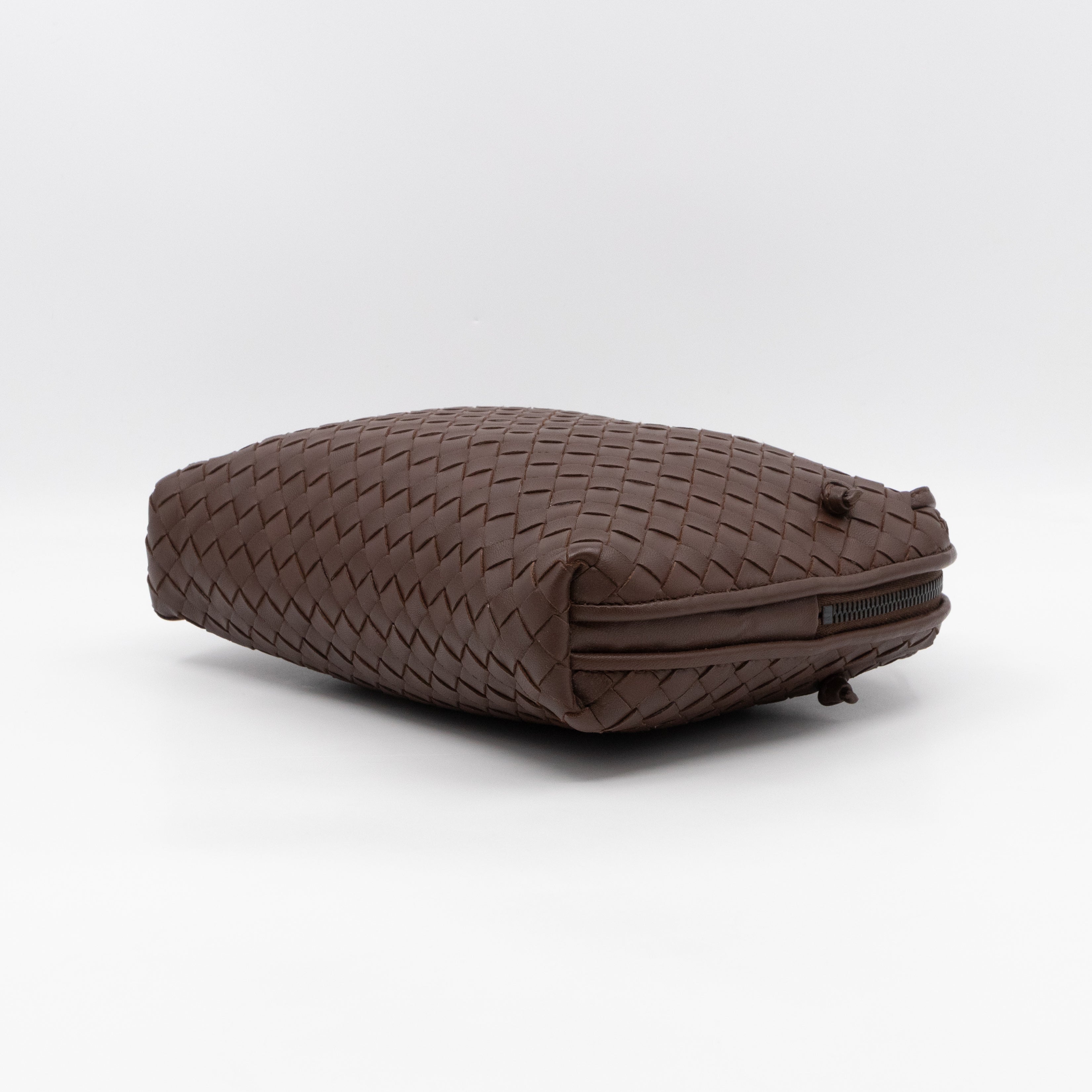 Nodini Crossbody Intrecciato Woven Brown Nappa Leather