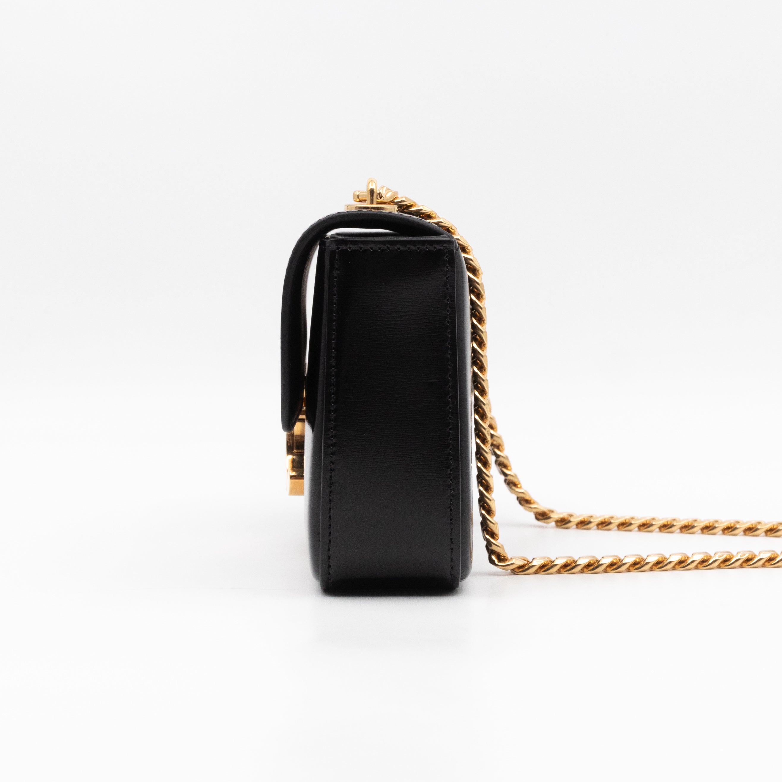 Triomphe Claude Shoulder Bag Black Calfskin Leather