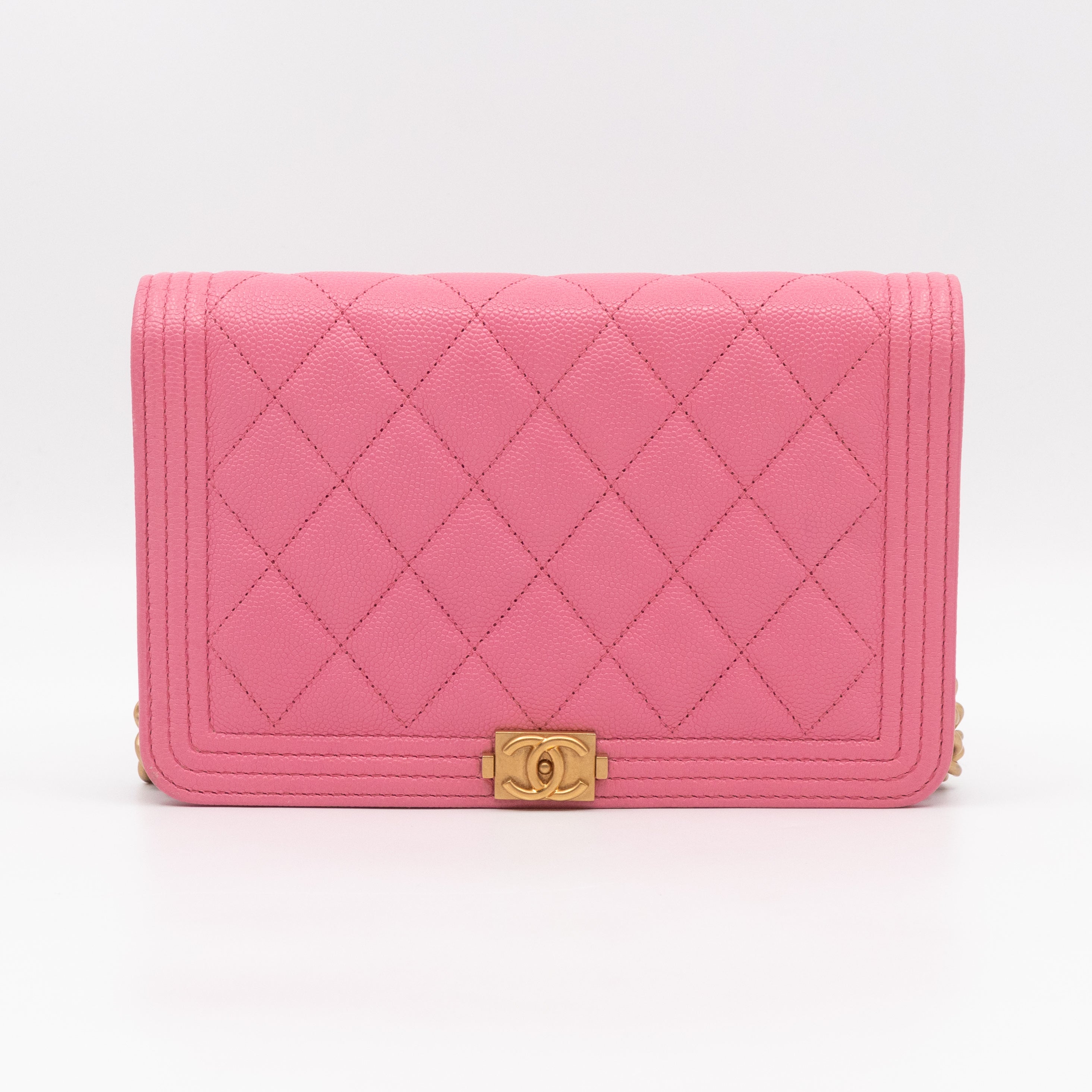 Boy Wallet On Chain Pink Caviar Gold