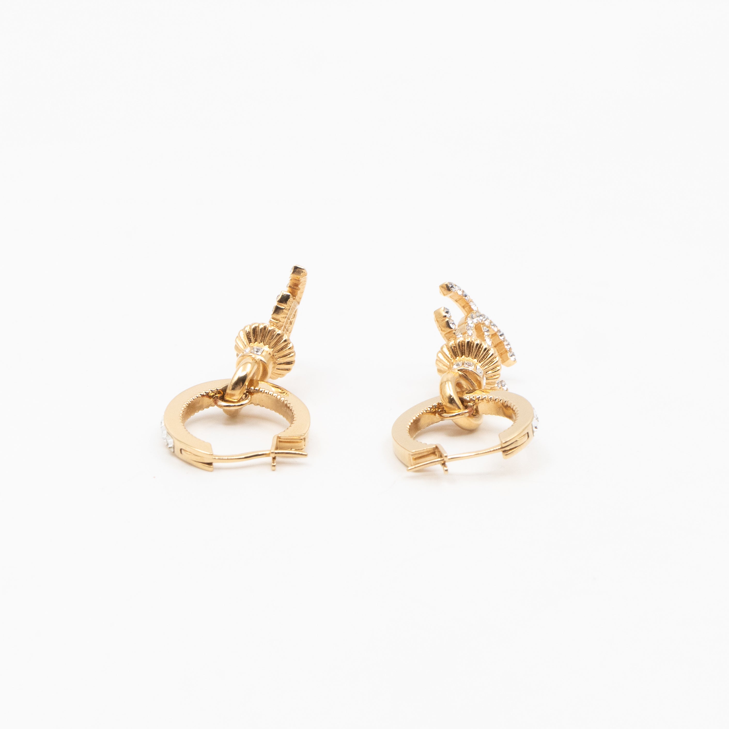 Crystal CC Hoops Earrings Gold