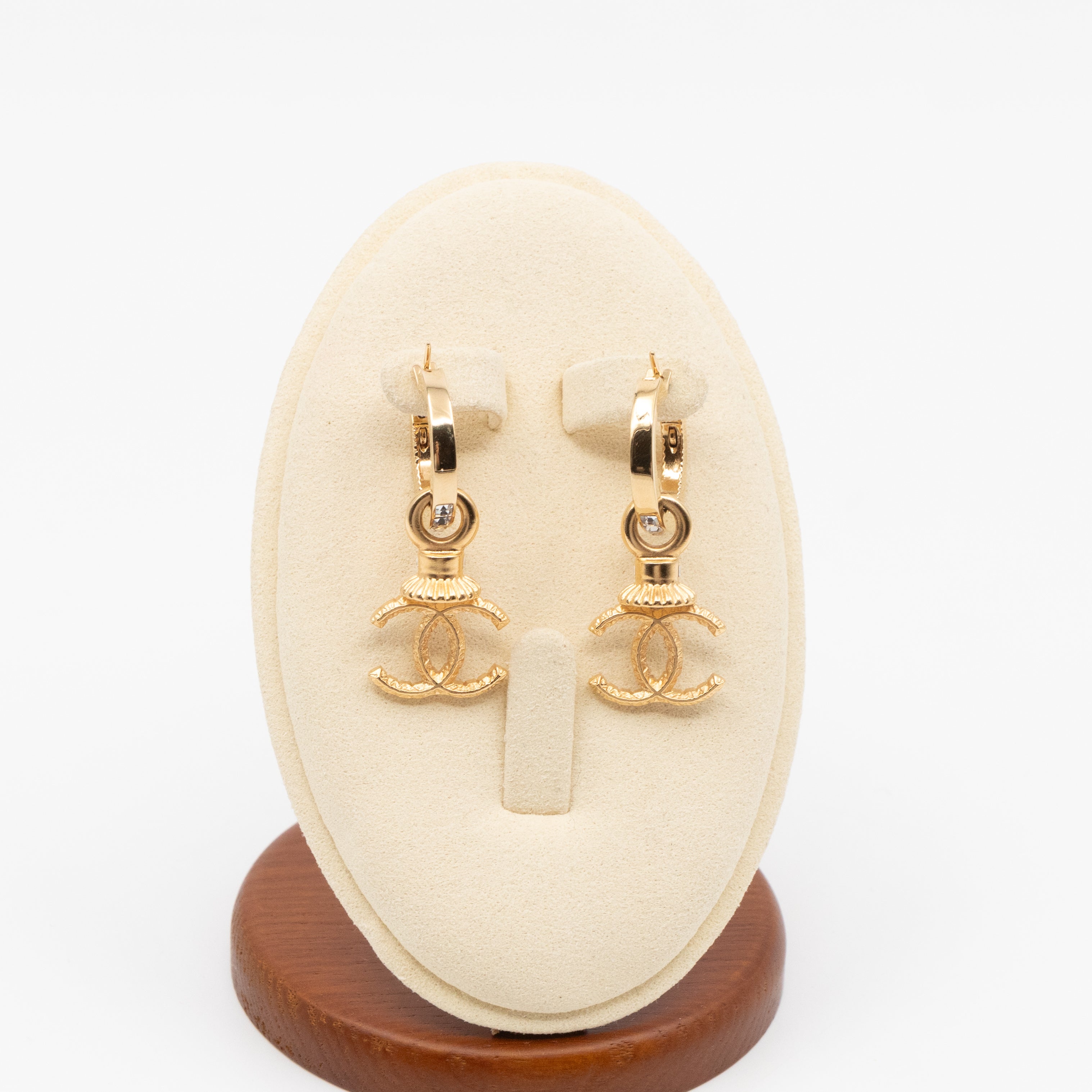 Crystal CC Hoops Earrings Gold