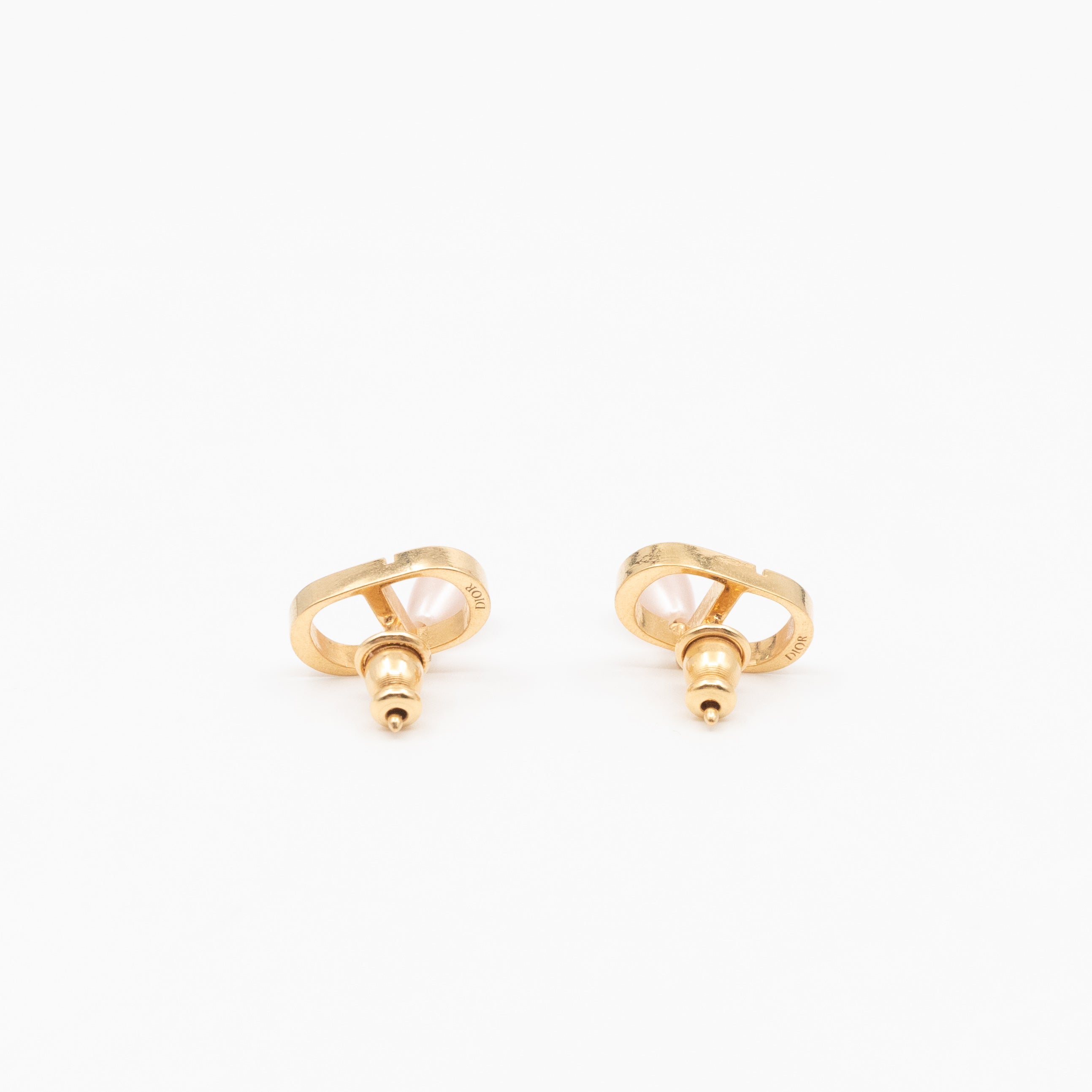 Petit CD Gold Earrings With Light Pink Pearl Drop