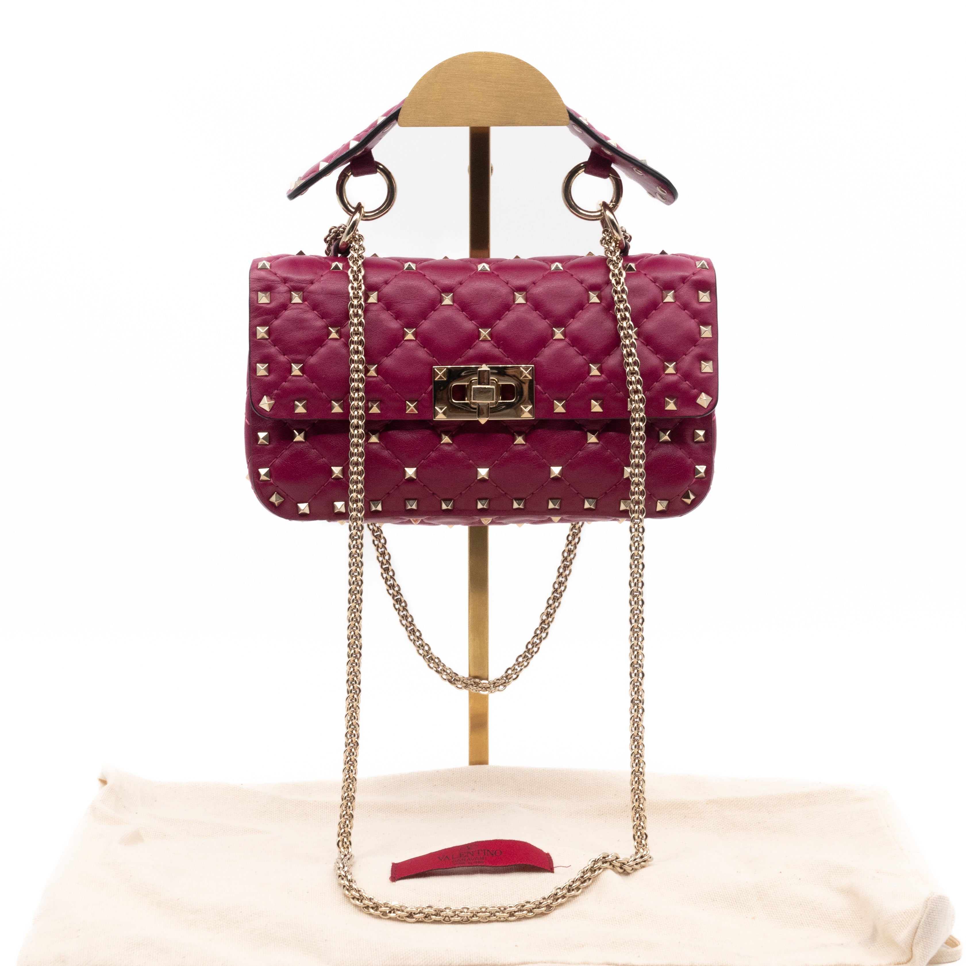 Rockstud Spike Small Bag Fuchsia Leather