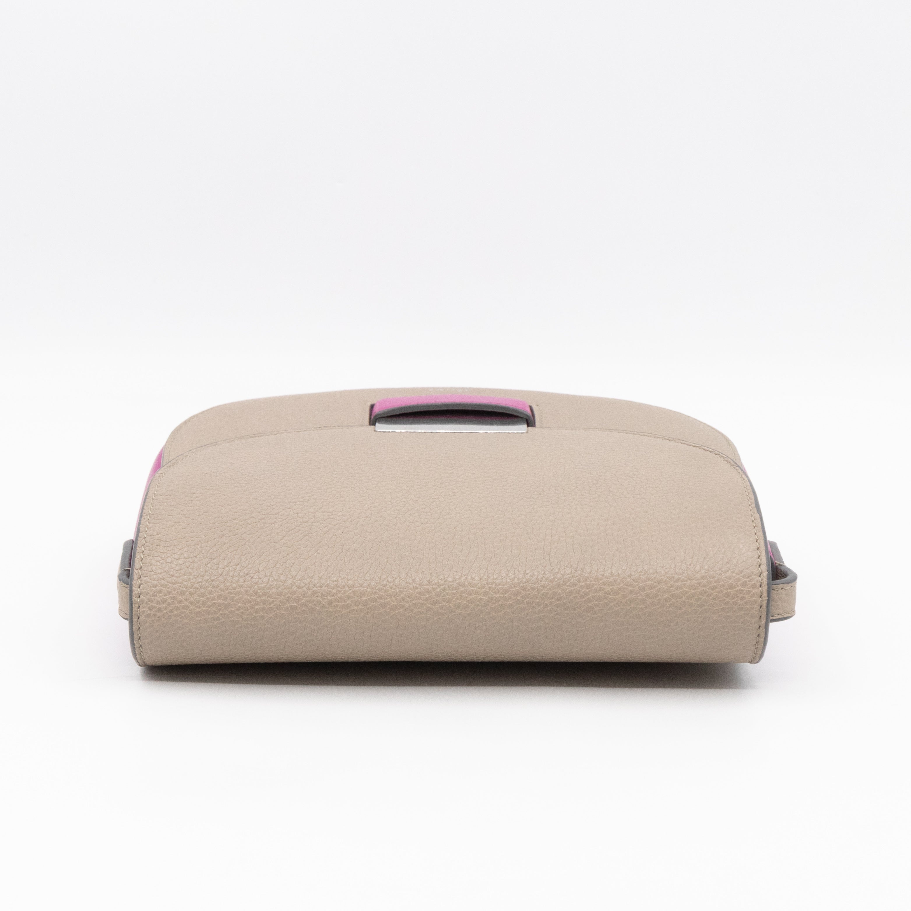 Trotteur Bag Small Grey & Pink Grained Calfskin Leather