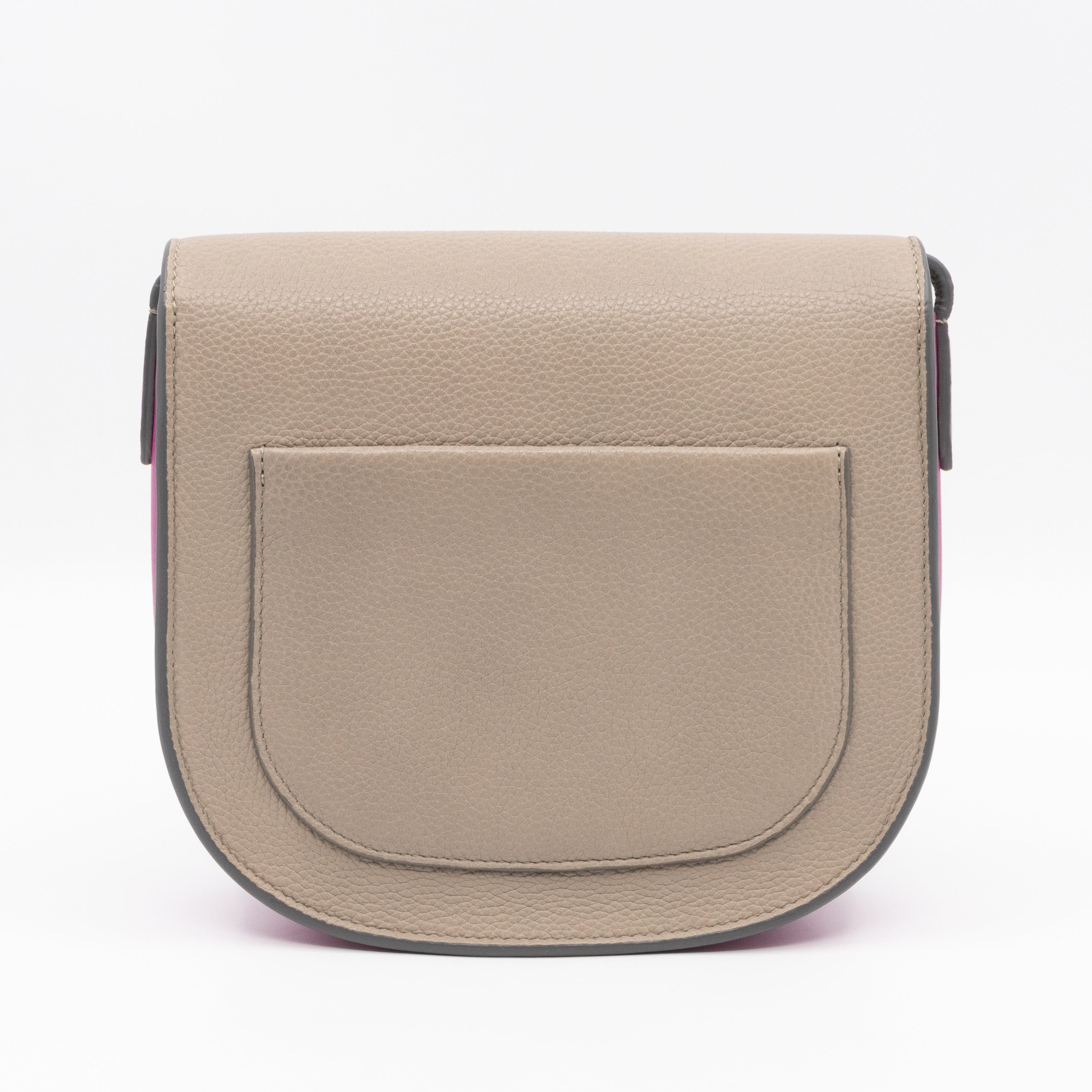 Trotteur Bag Small Grey & Pink Grained Calfskin Leather