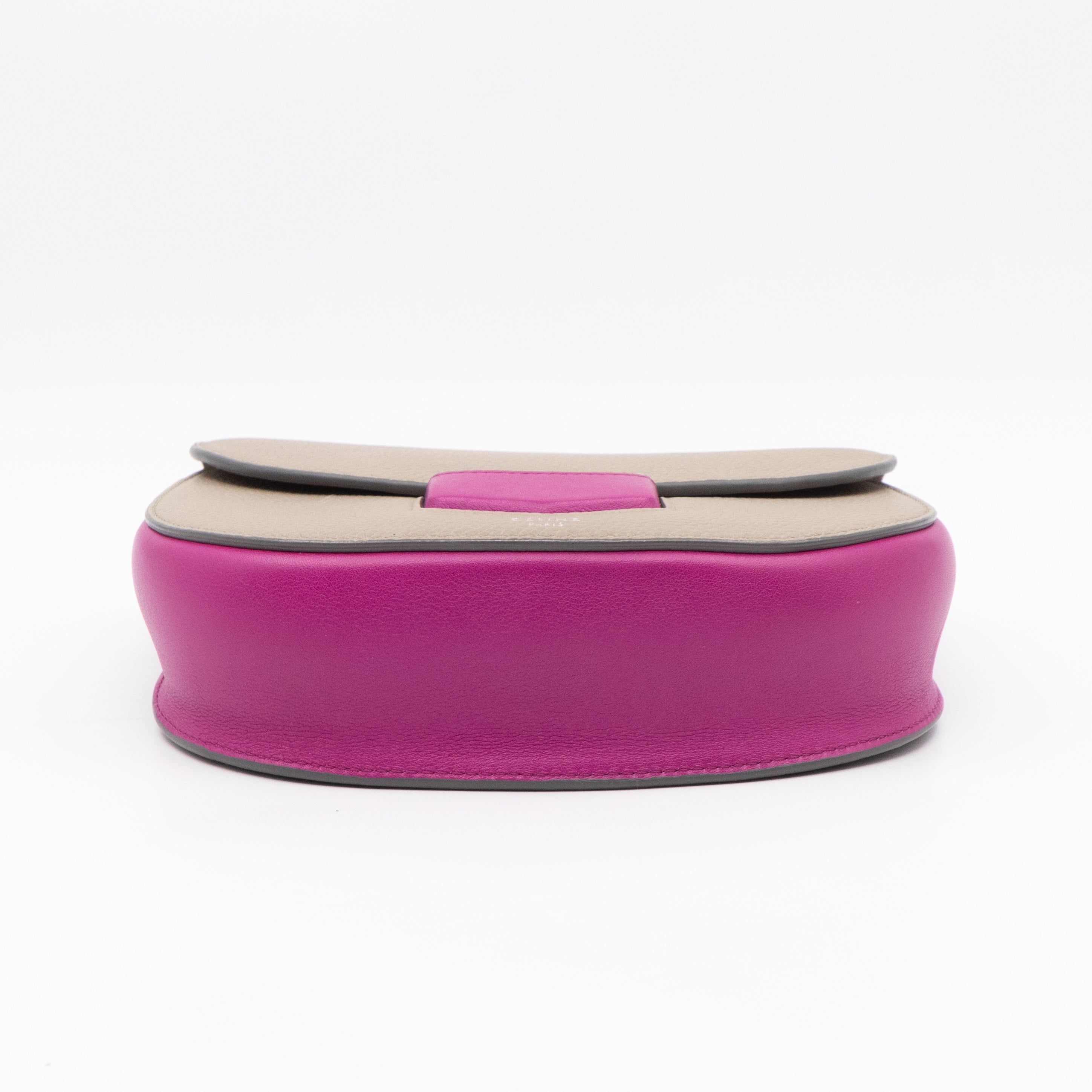 Trotteur Bag Small Grey & Pink Grained Calfskin Leather