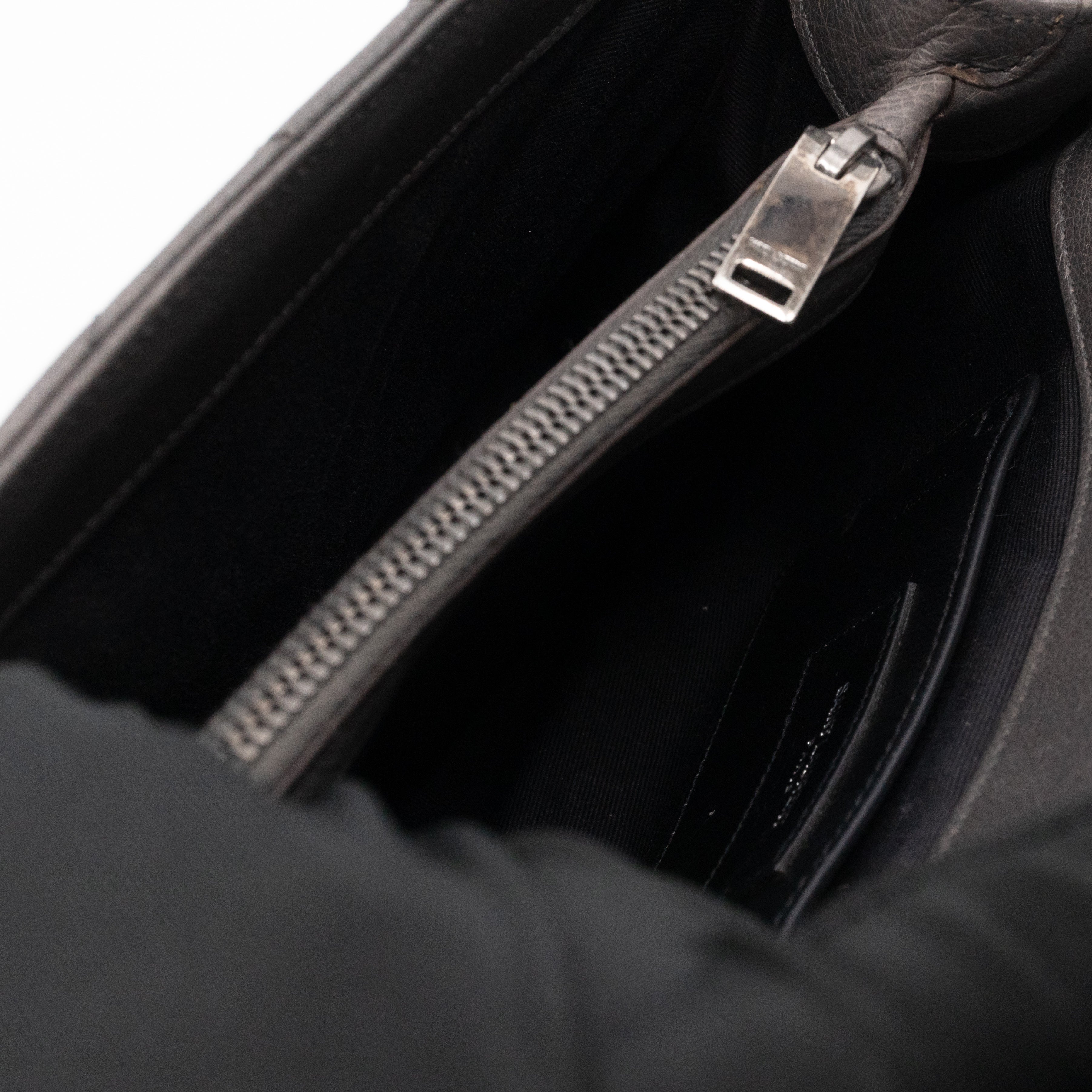 College Medium Chevron Quilted Gray Leather