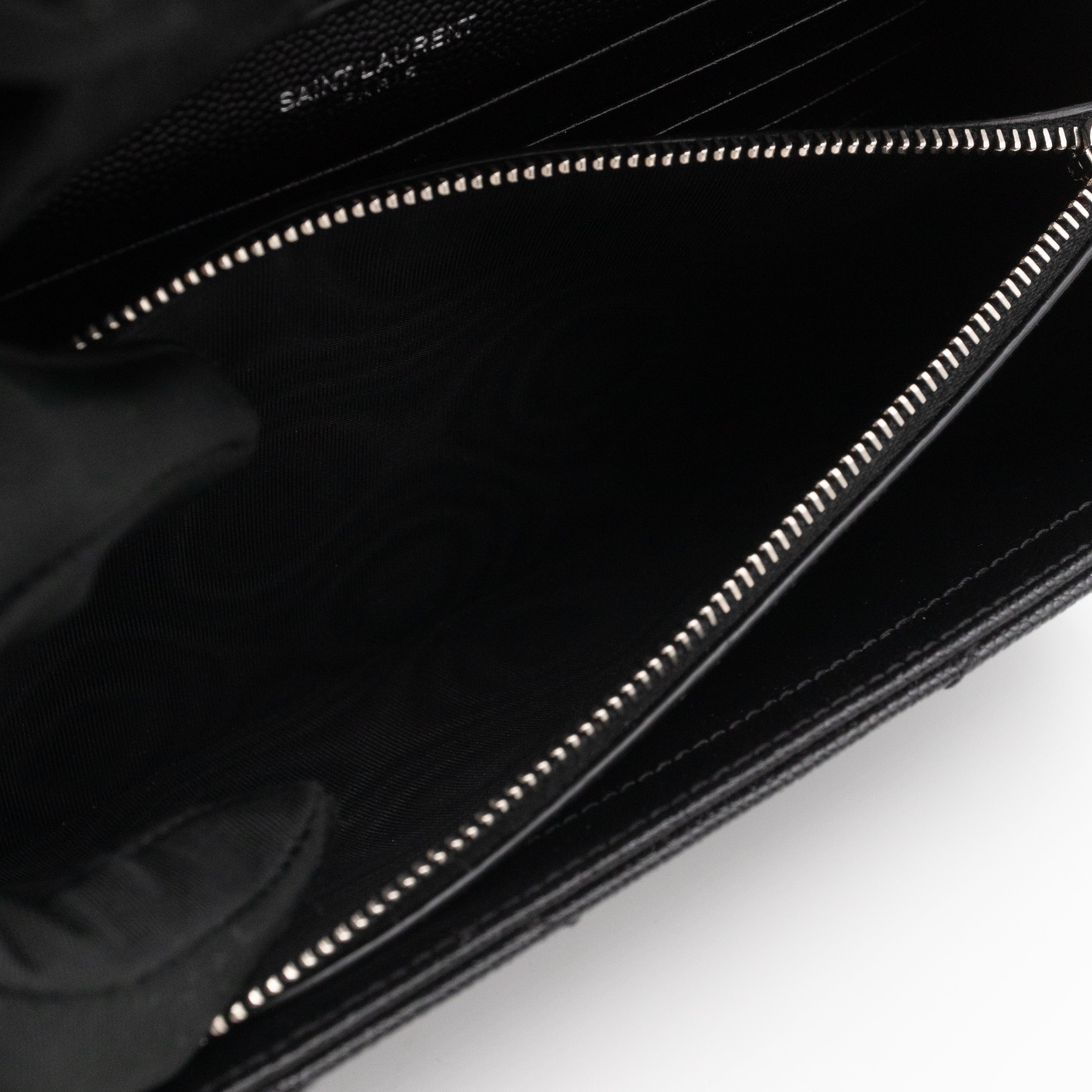 Cassandre Chain Wallet On Chain Black Grained Leather Silver