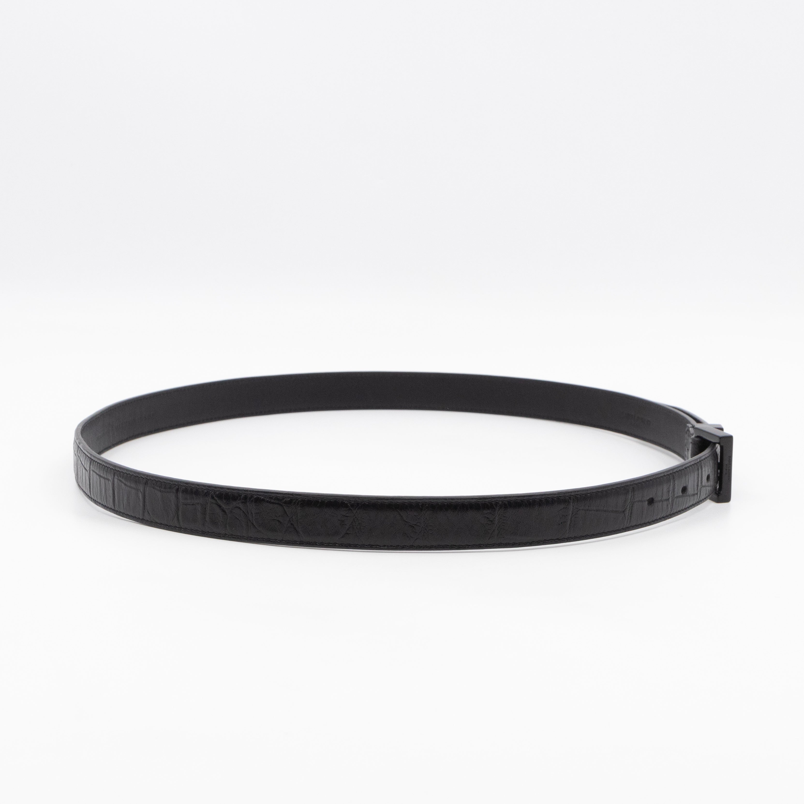 Slim Belt Black Croc Embossed 85/34