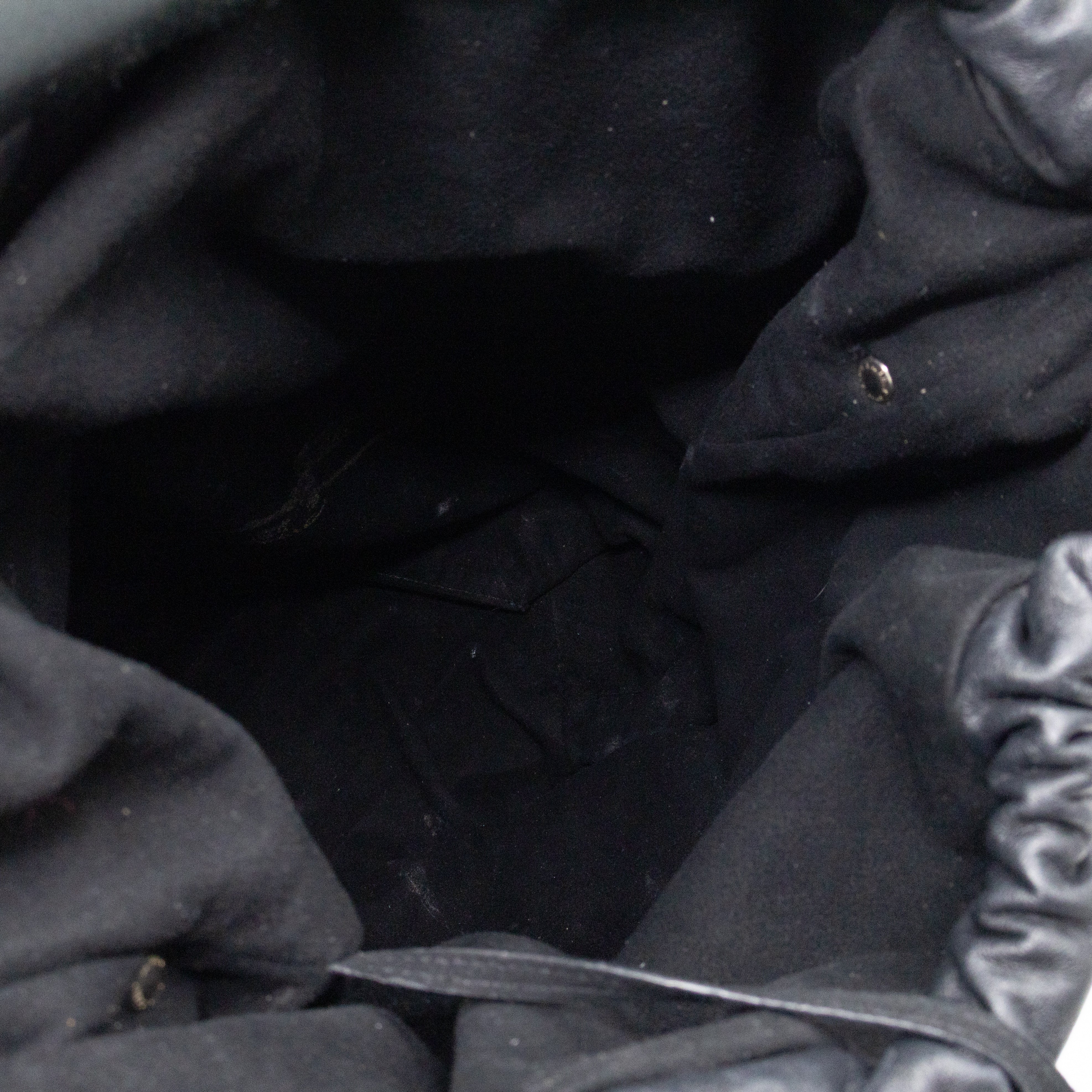 Teddy Drawstring Bucket Bag Black Raffia & Leather