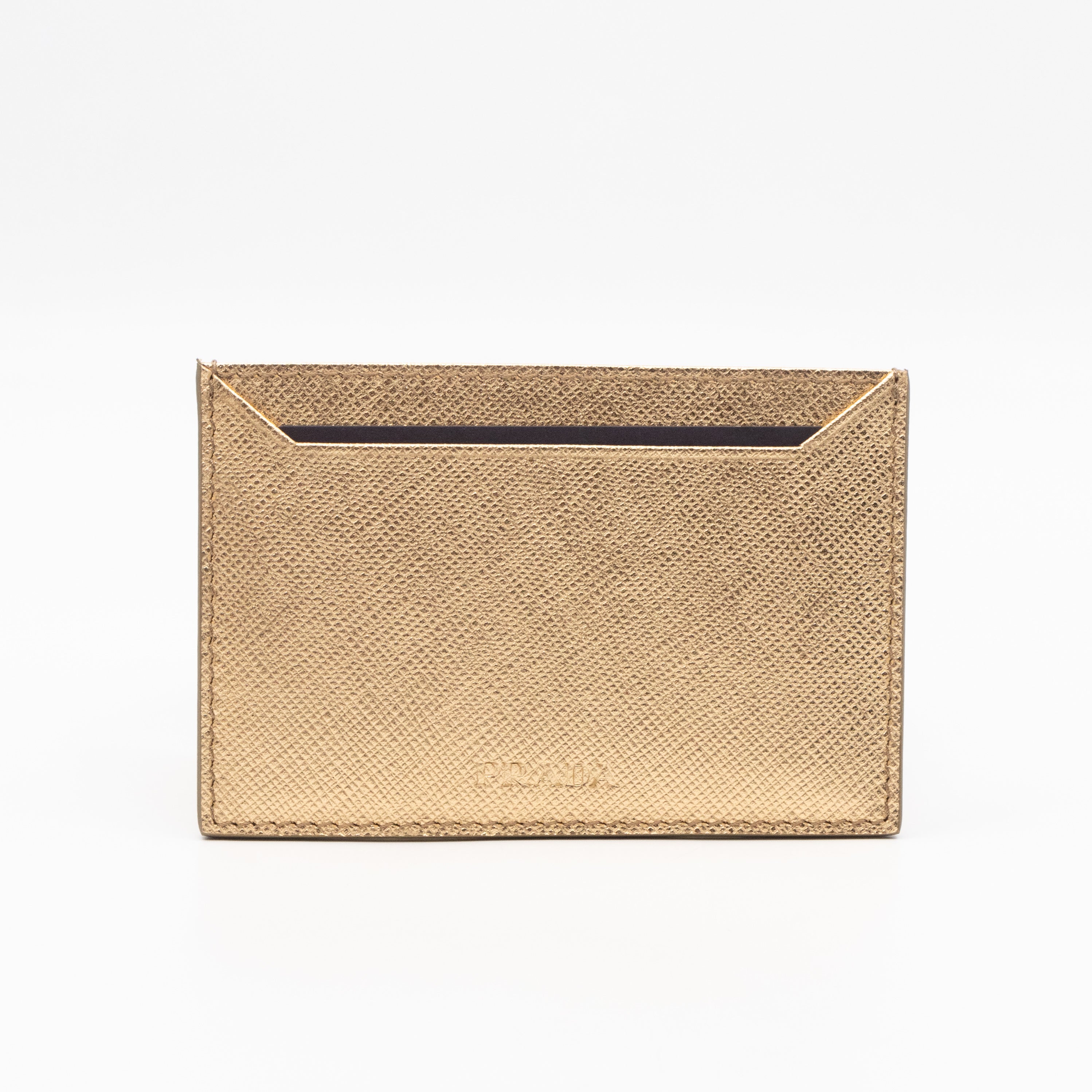 Metal Saffiano Wallet Gold Leather