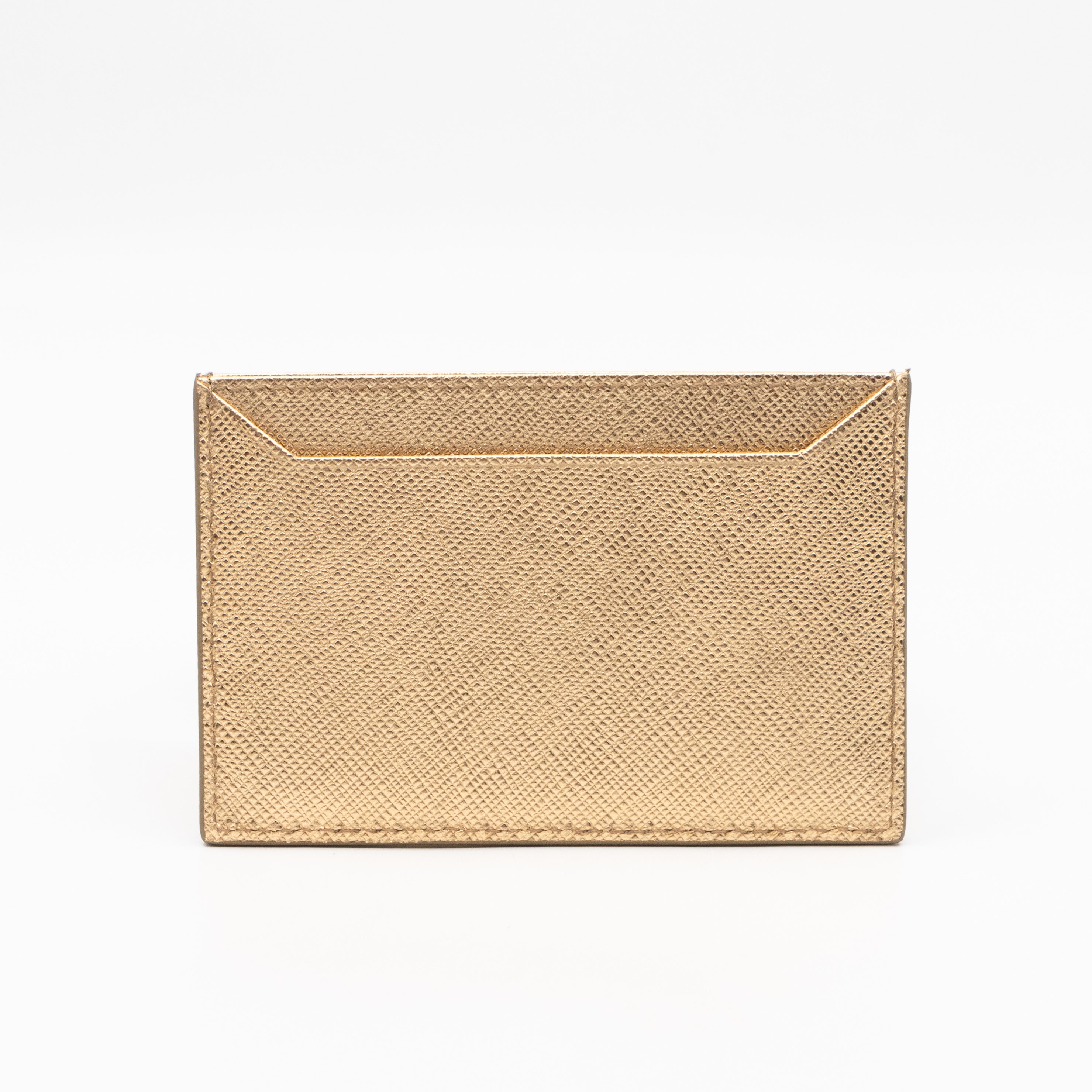 Metal Saffiano Wallet Gold Leather