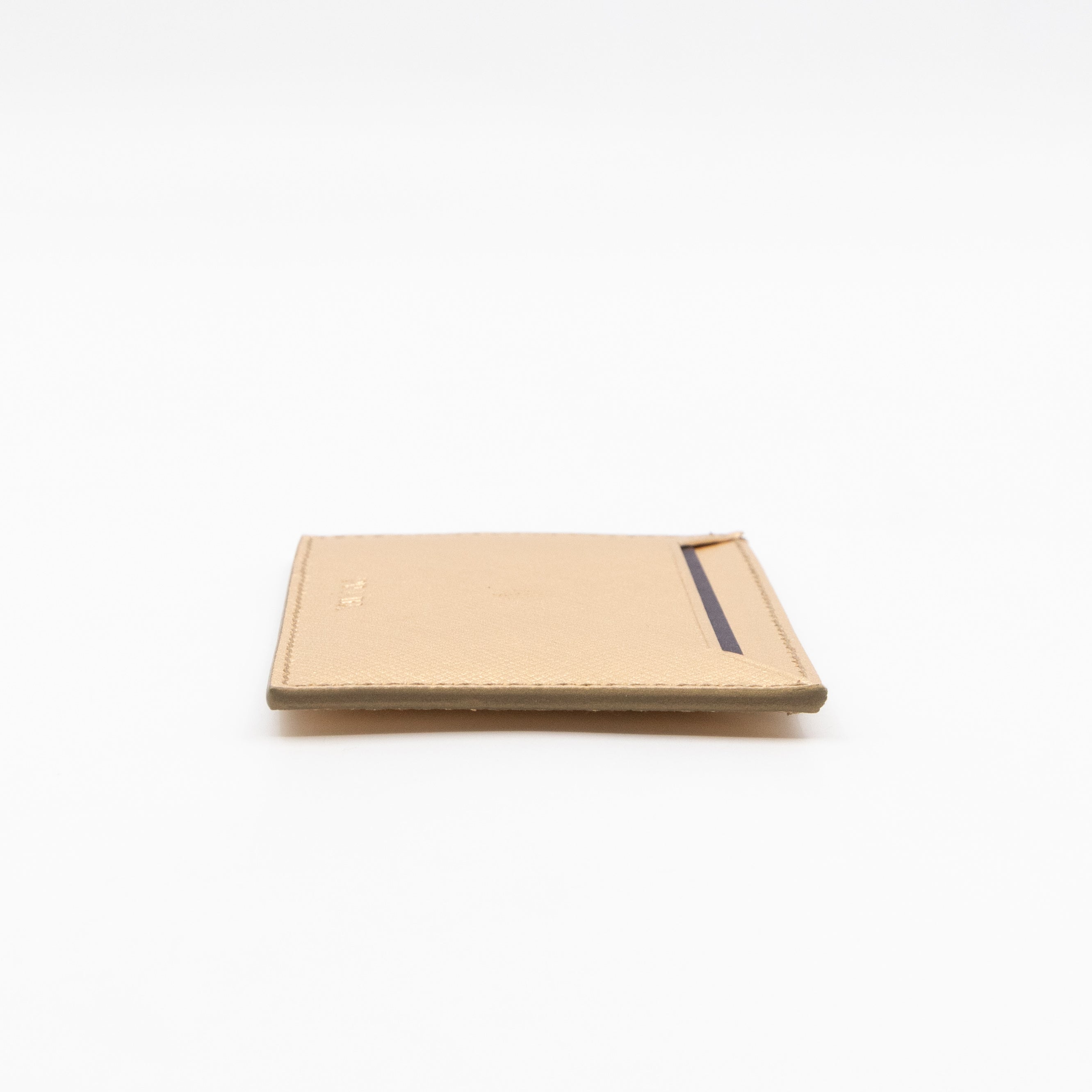 Metal Saffiano Wallet Gold Leather