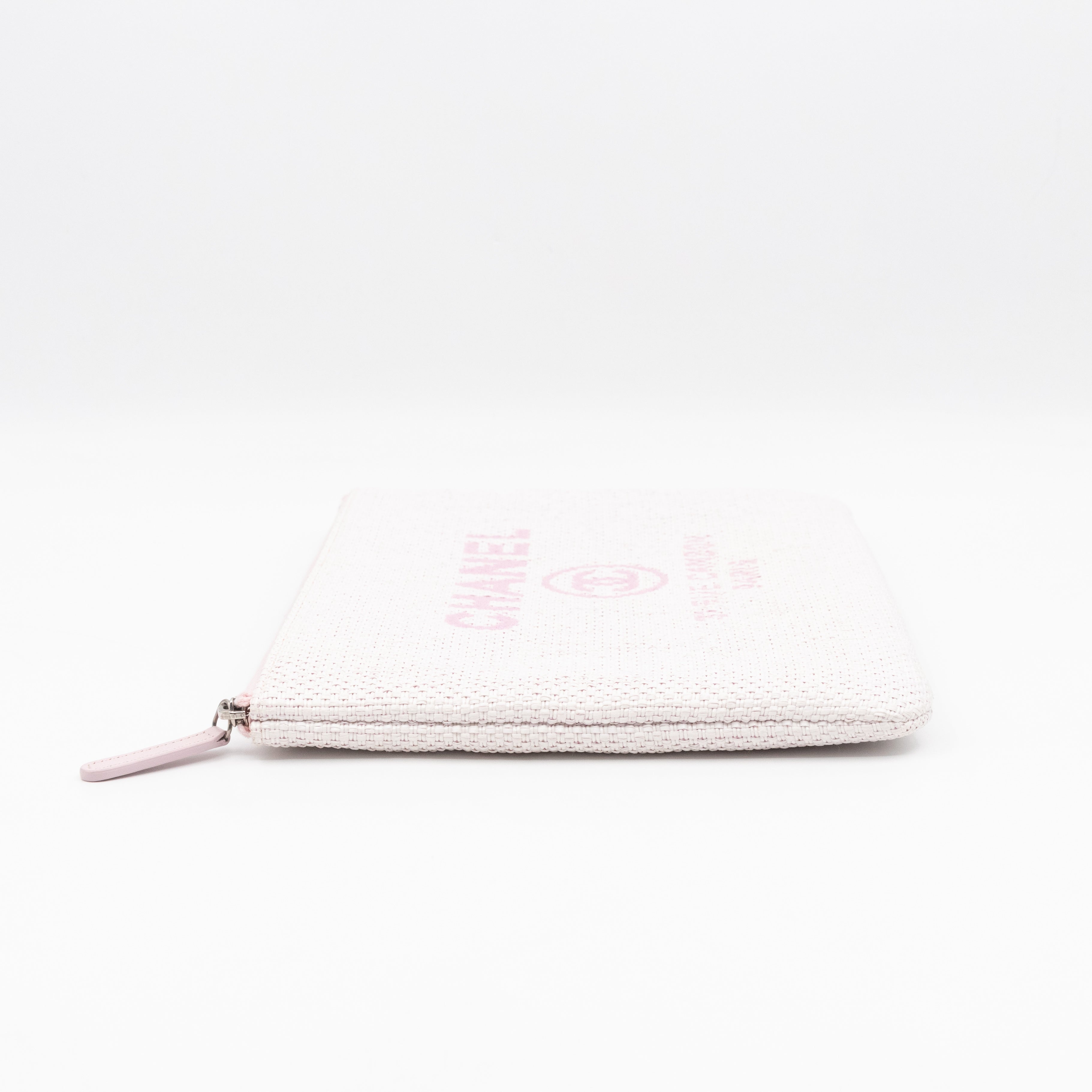 Large Deauville Pouch Light Pink Raffia