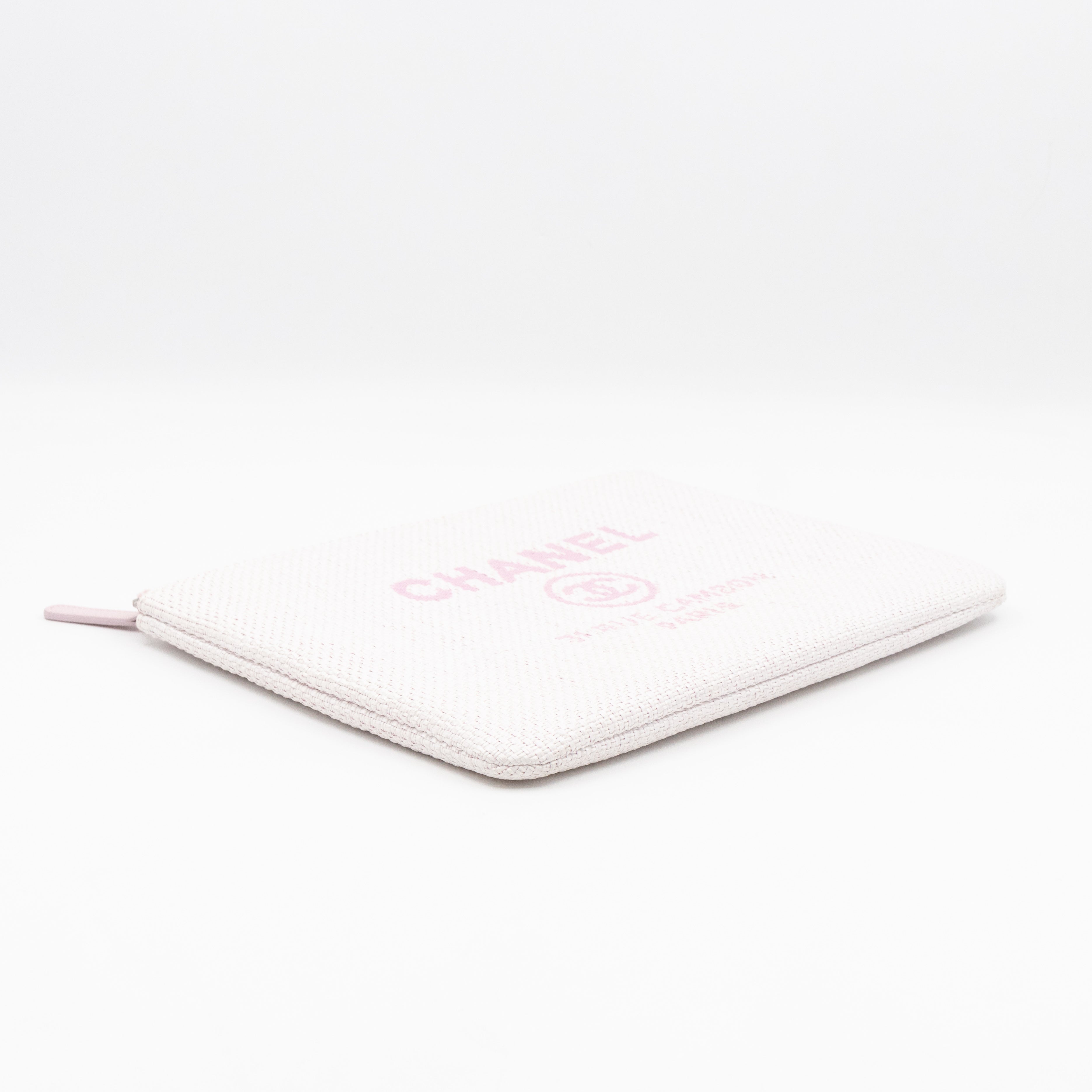 Large Deauville Pouch Light Pink Raffia