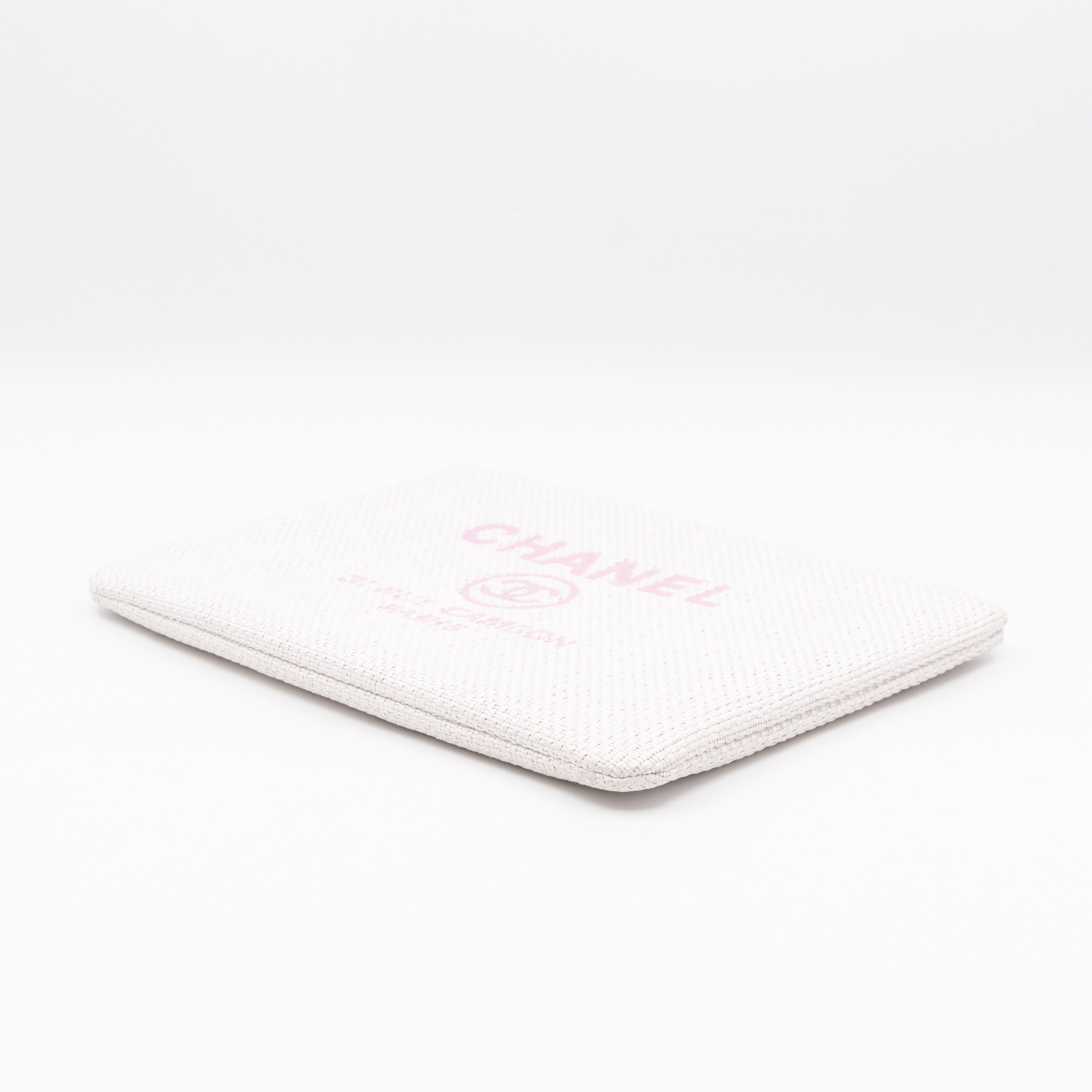 Large Deauville Pouch Light Pink Raffia