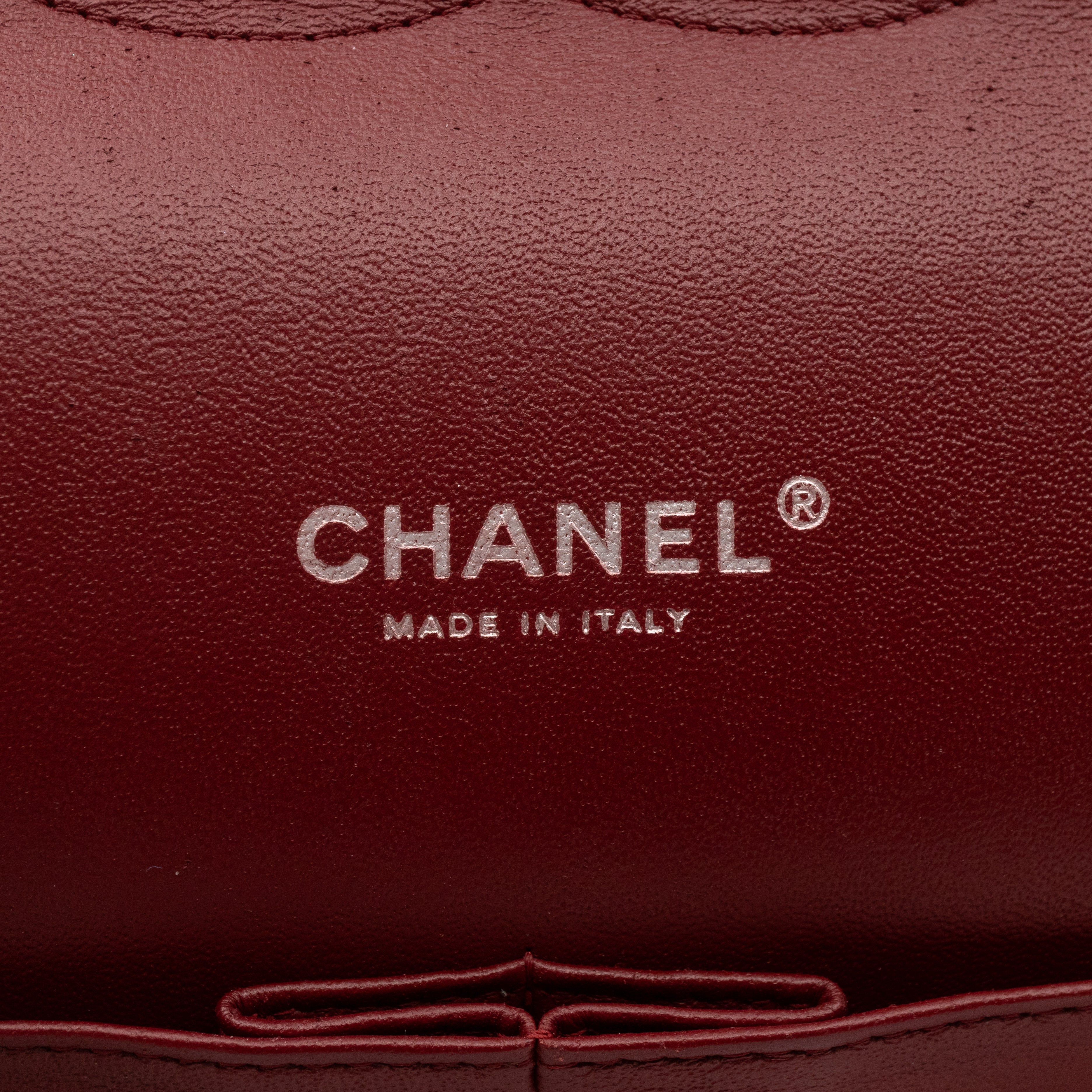 Classic Double Flap Maxi Burgundy Caviar Leather Silver