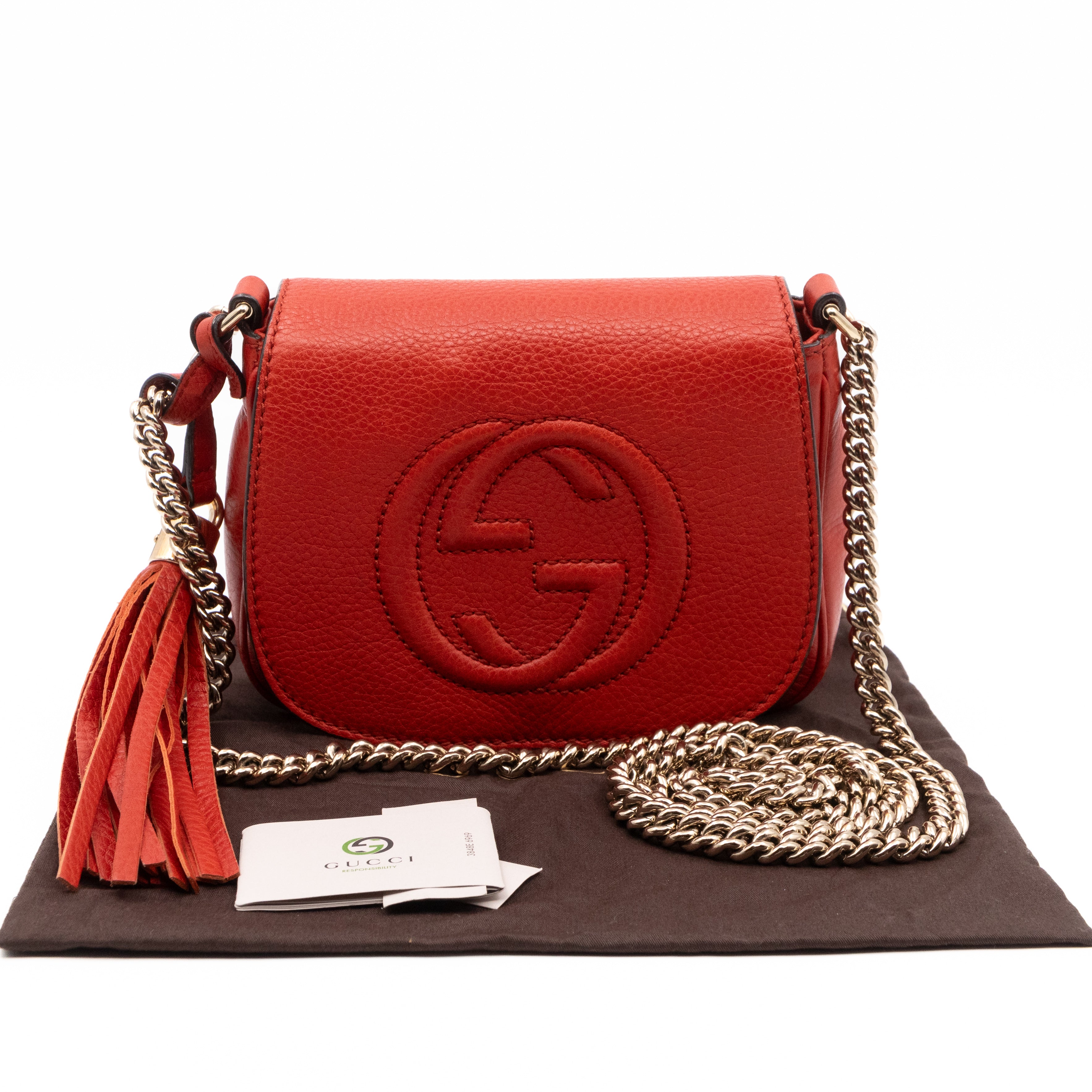 Mini Soho Flap Bag Orange Leather