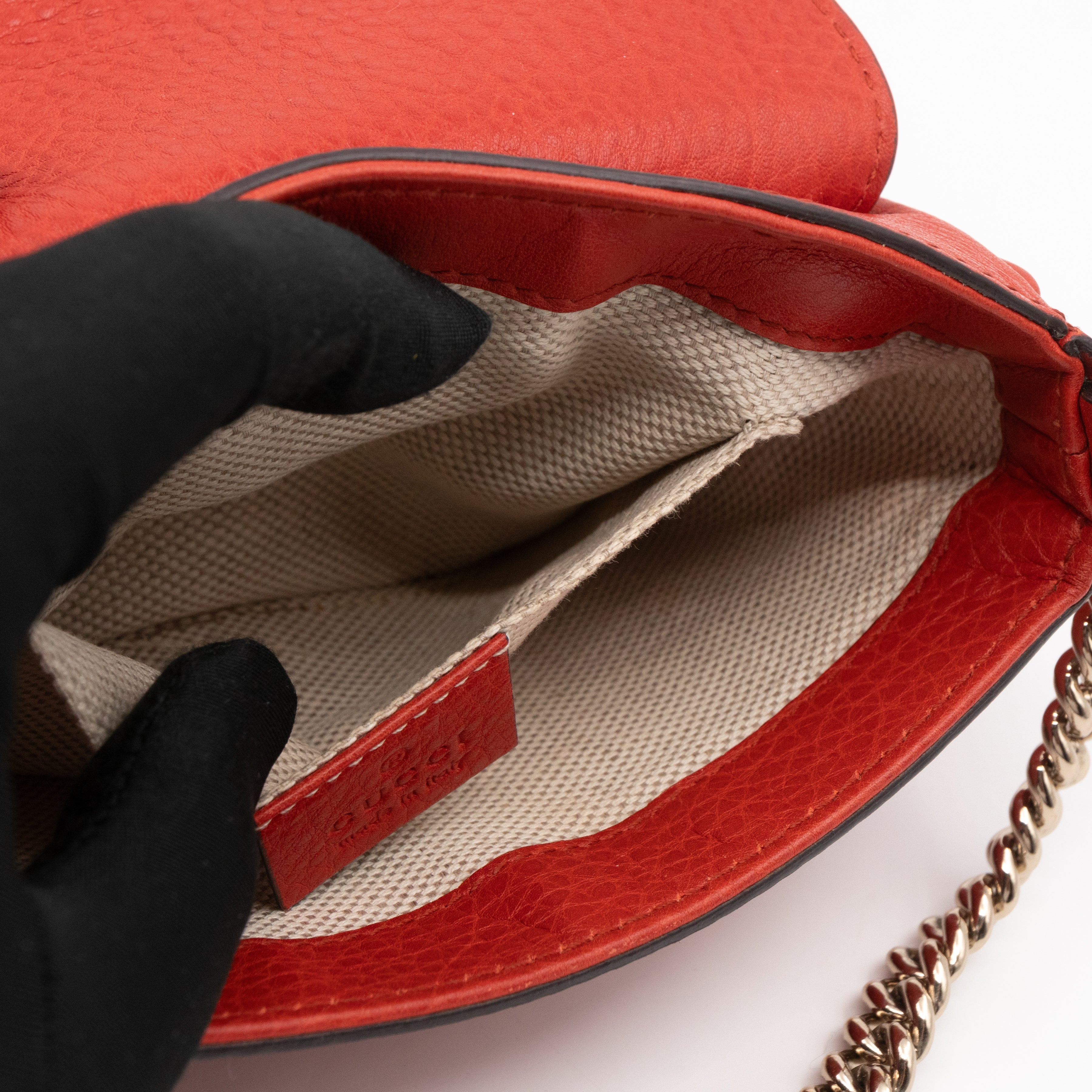 Mini Soho Flap Bag Orange Leather