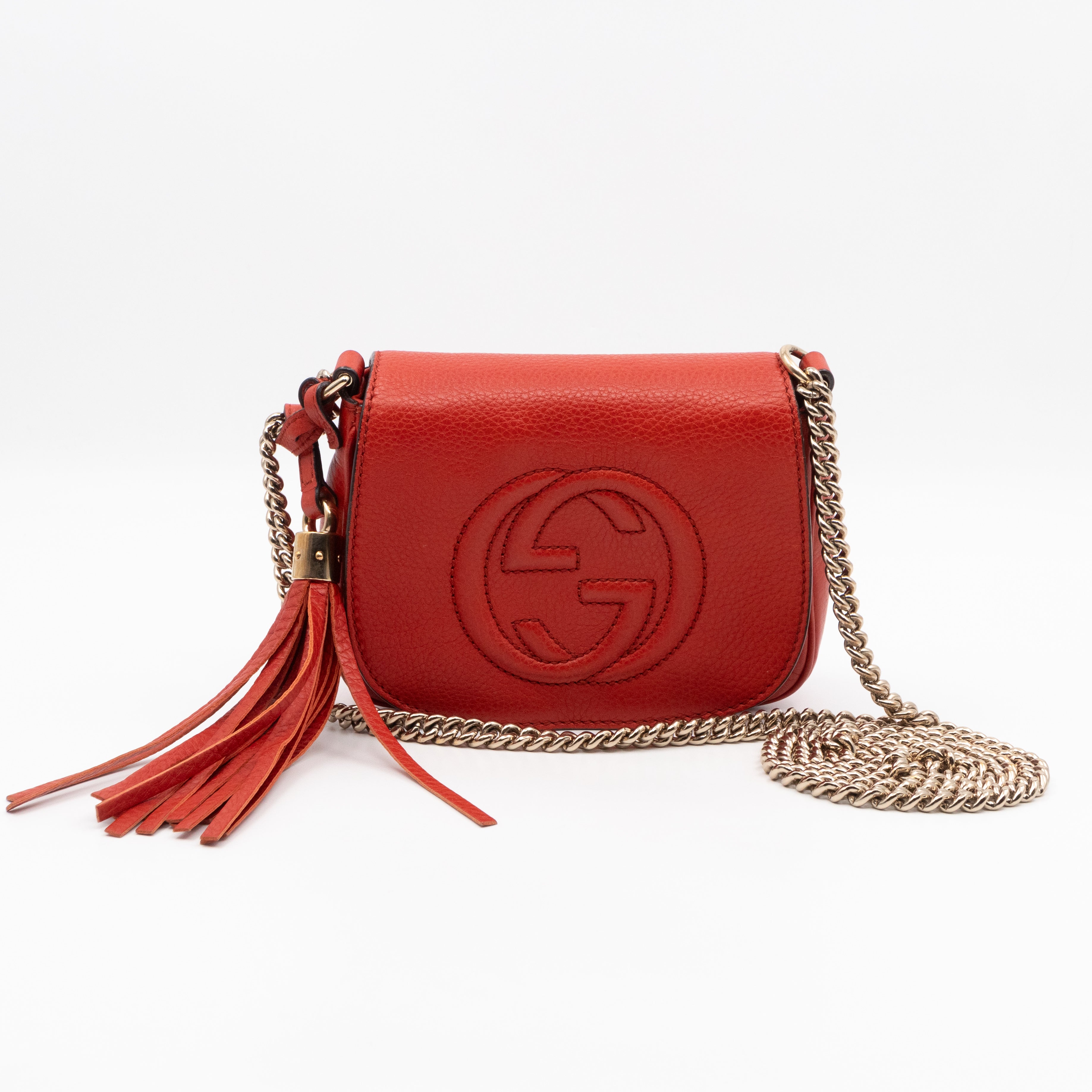 Mini Soho Flap Bag Orange Leather