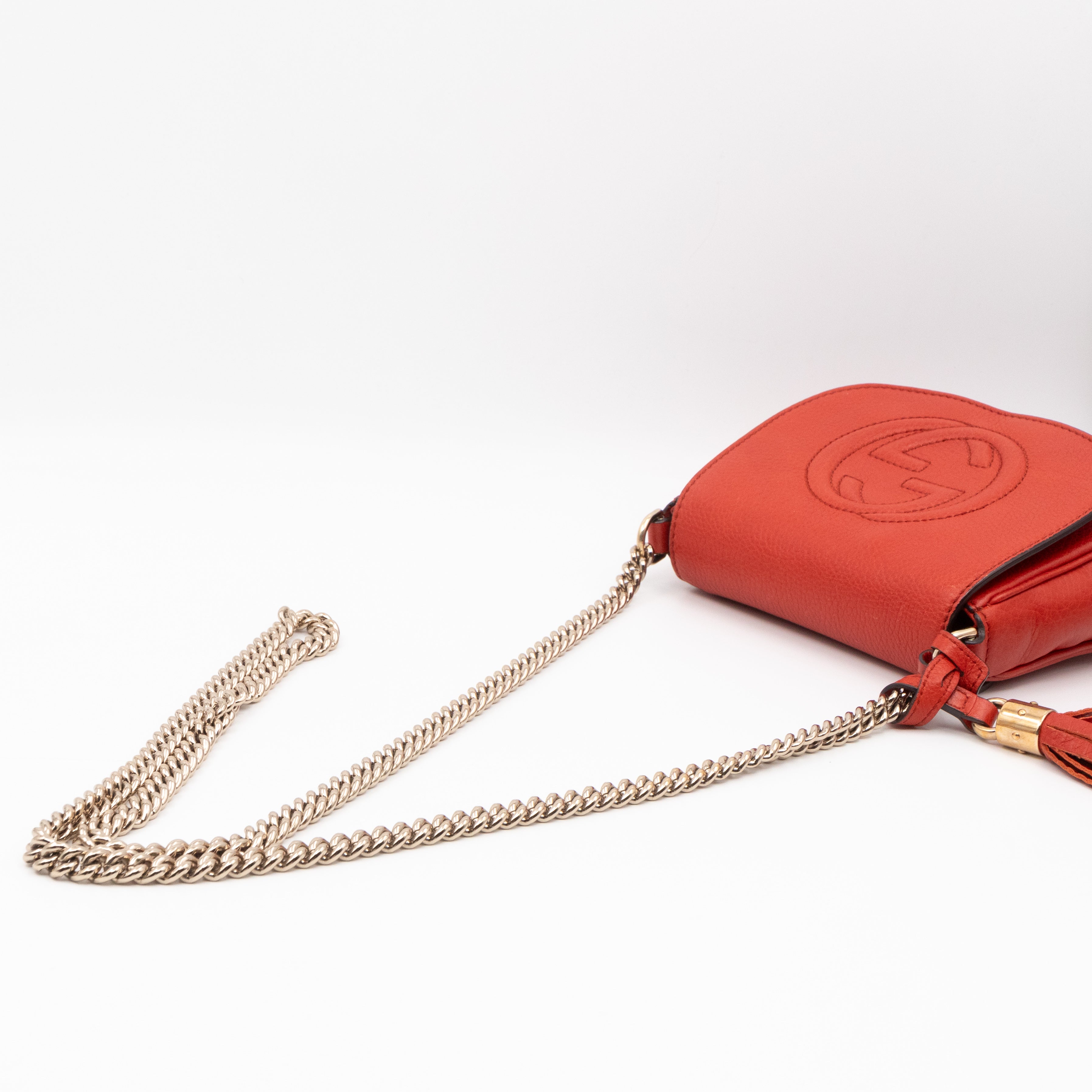 Mini Soho Flap Bag Orange Leather