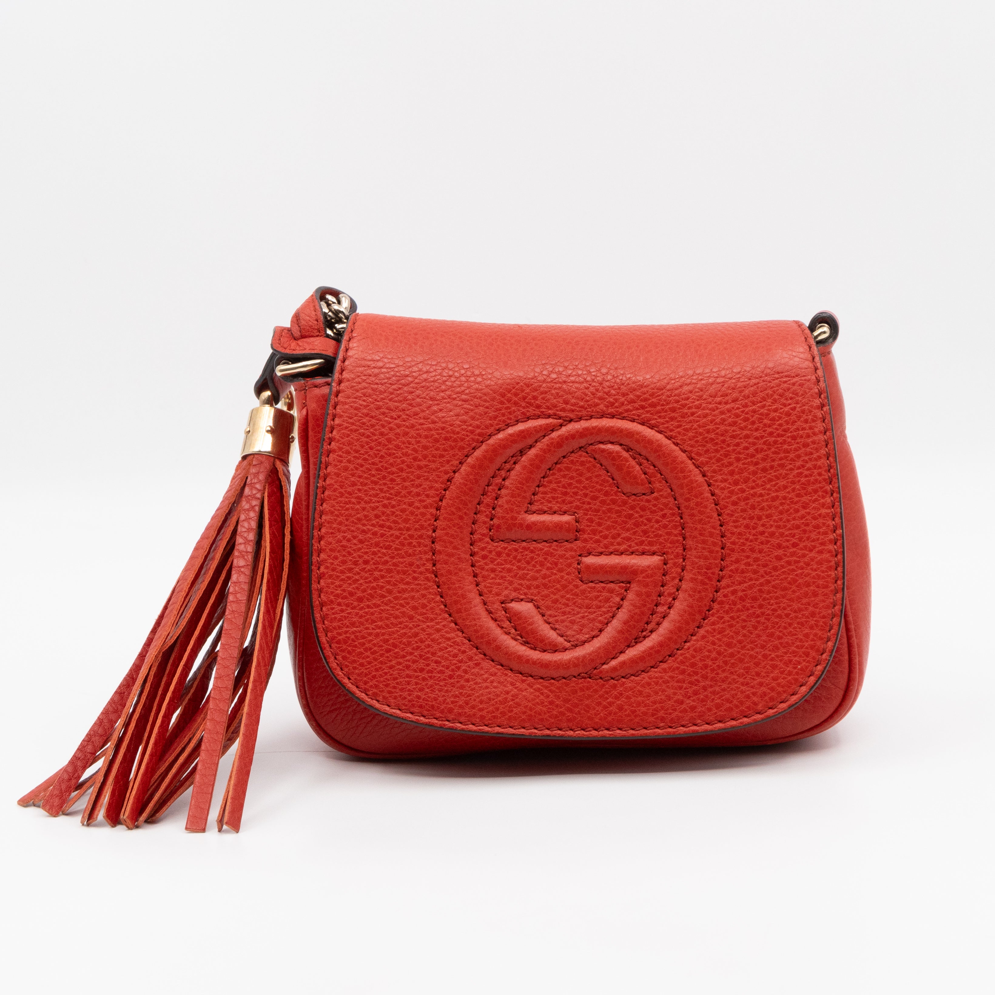 Mini Soho Flap Bag Orange Leather