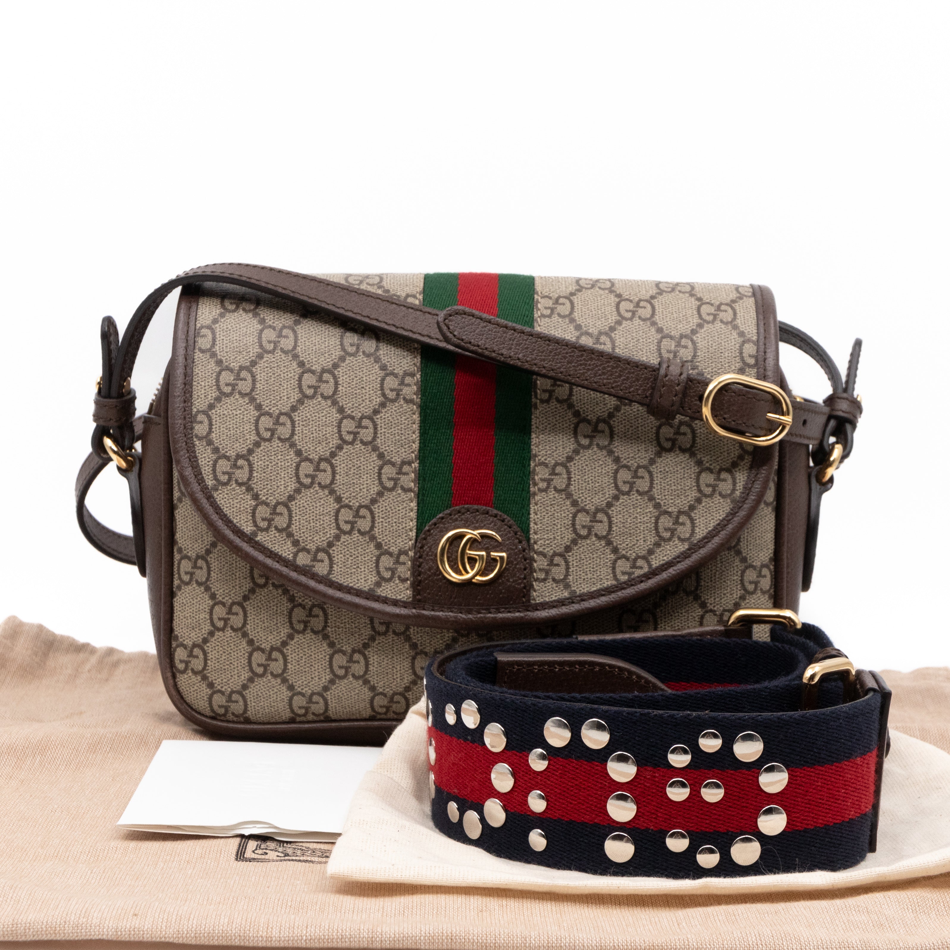 Ophidia GG Small Shoulder Bag GG Supreme Brown