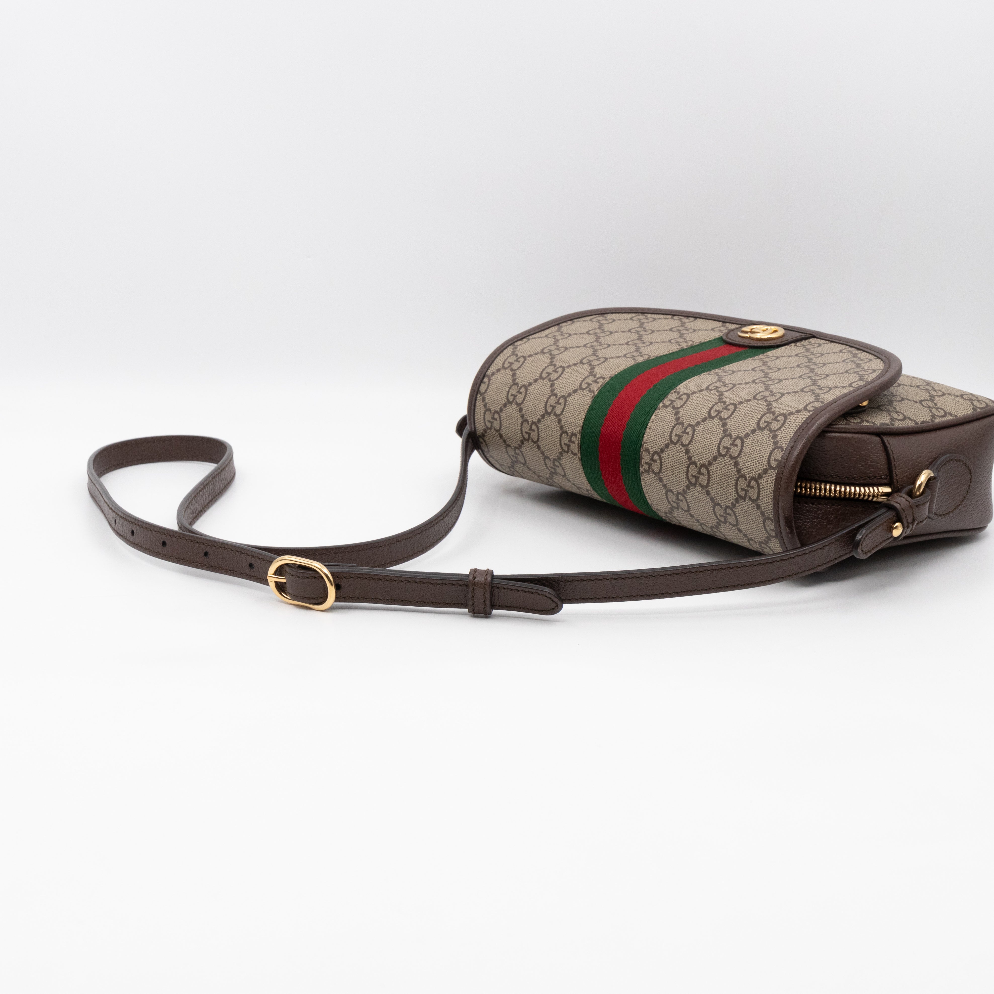 Ophidia GG Small Shoulder Bag GG Supreme Brown