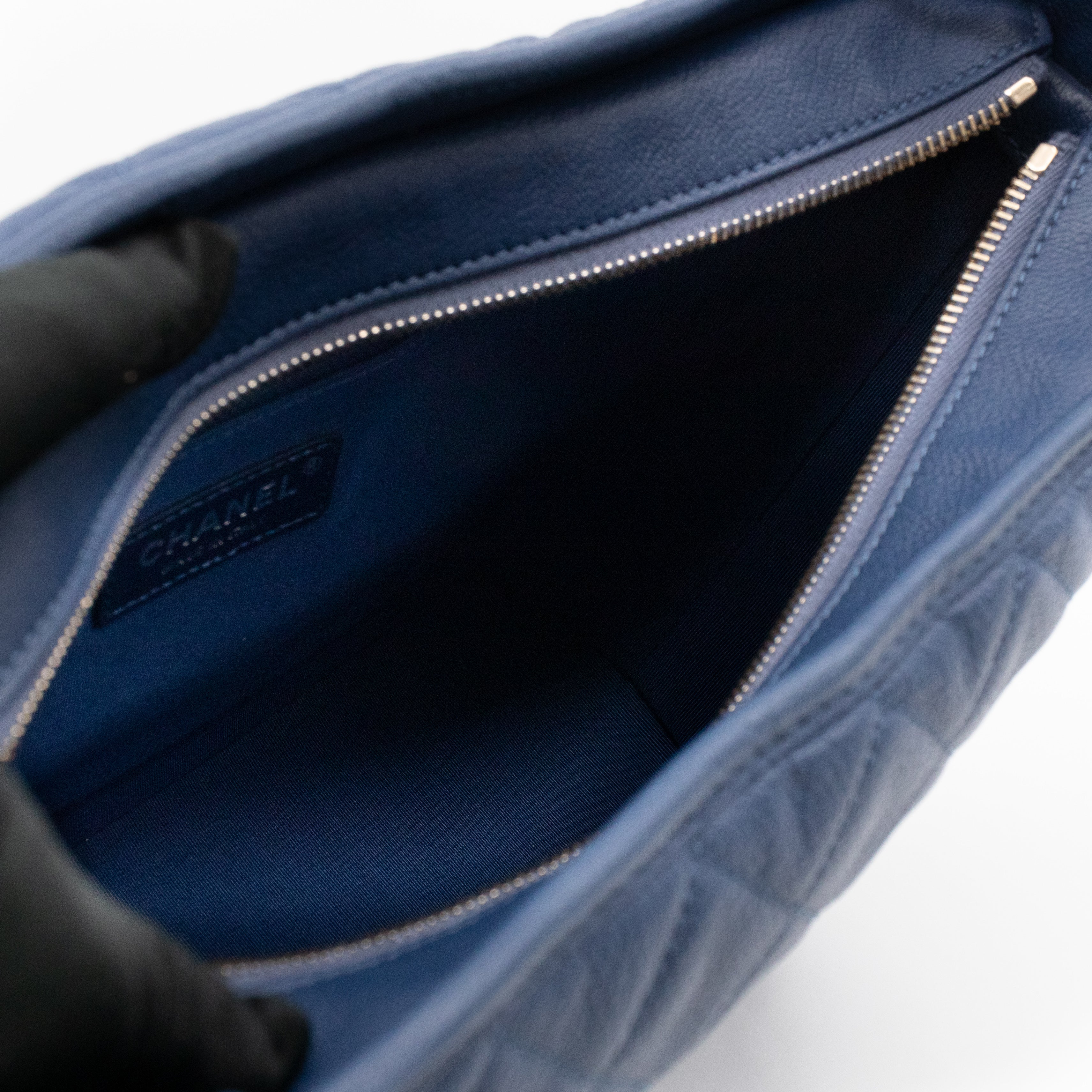 Gabrielle Hobo Large Dark Blue Goatskin Leather