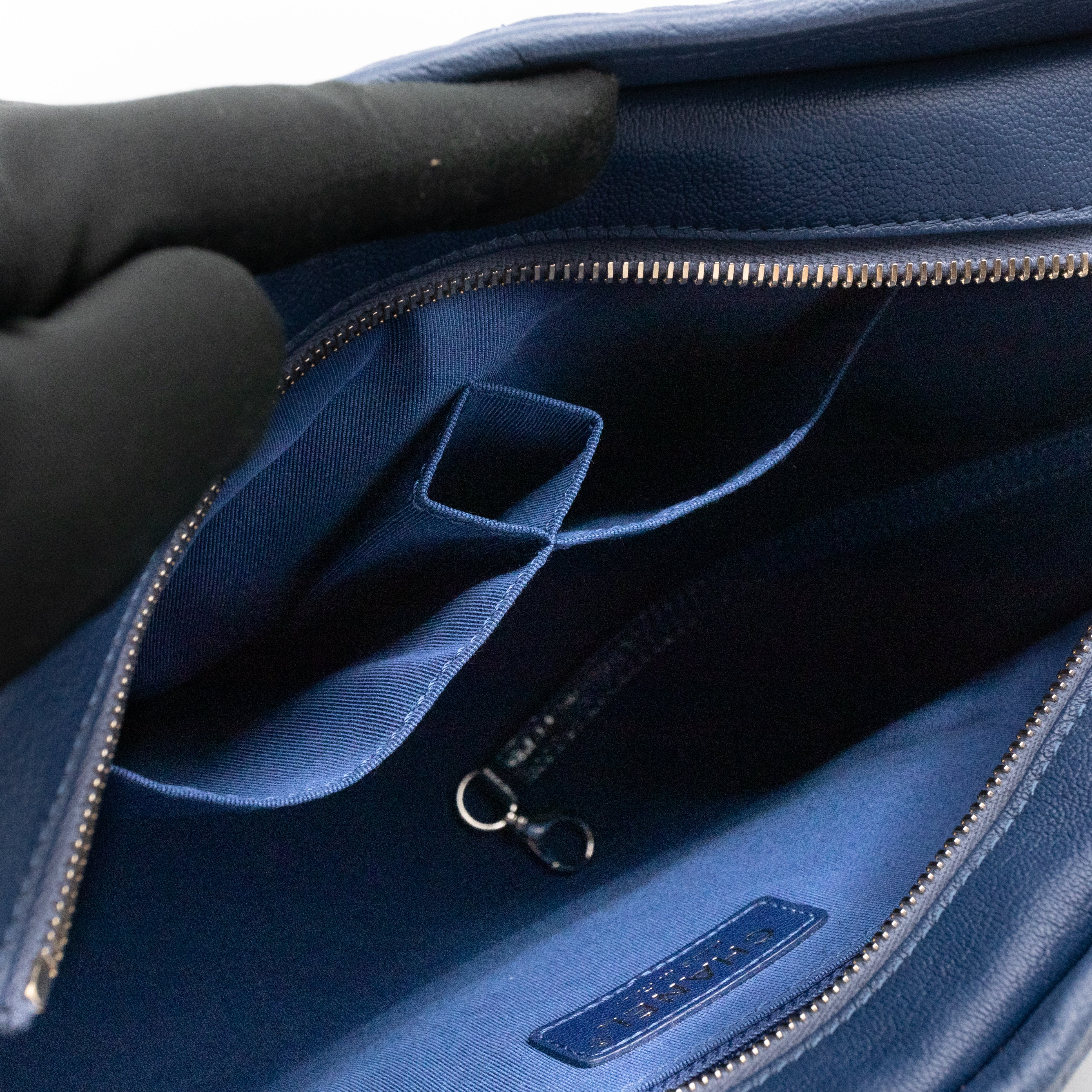 Gabrielle Hobo Large Dark Blue Goatskin Leather