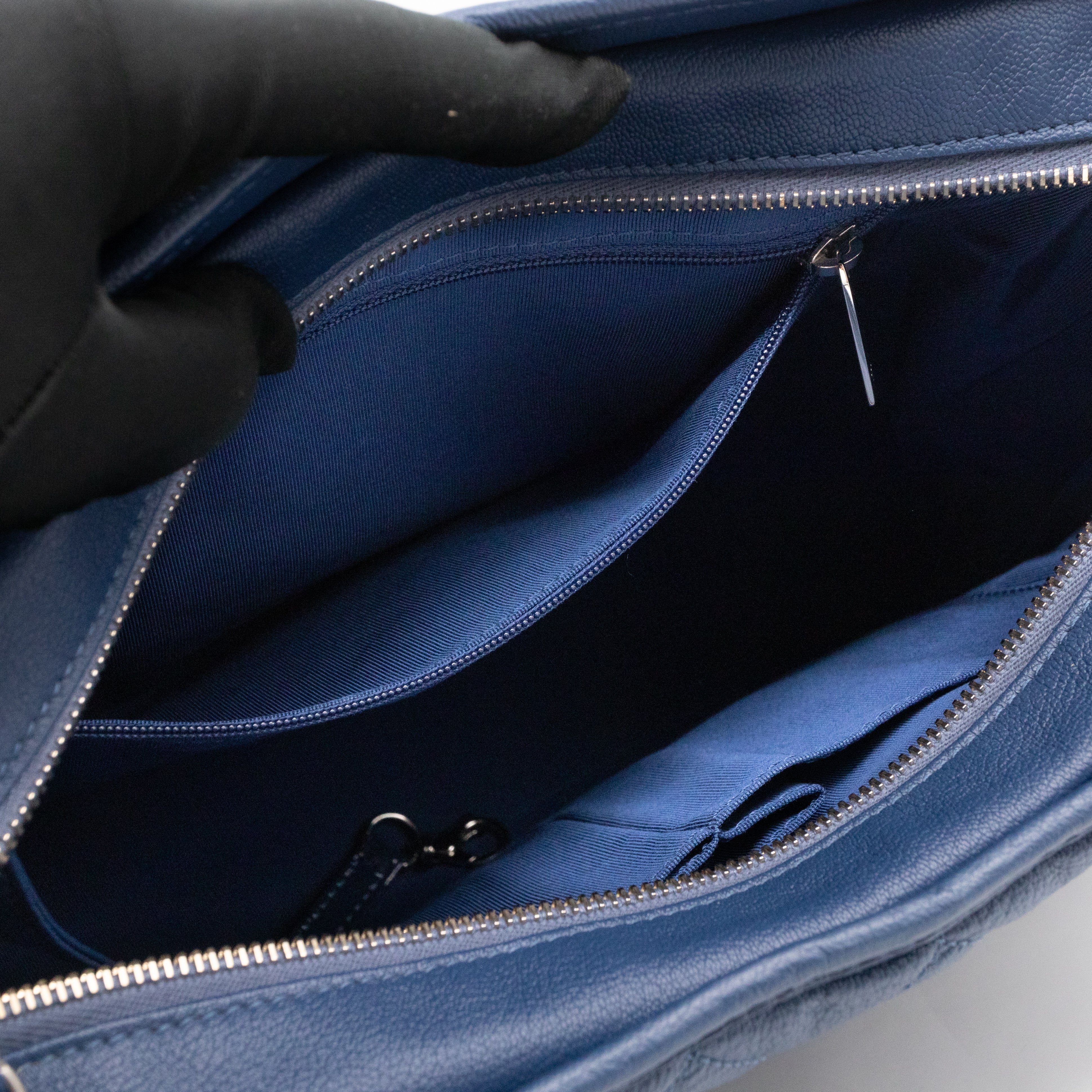 Gabrielle Hobo Large Dark Blue Goatskin Leather