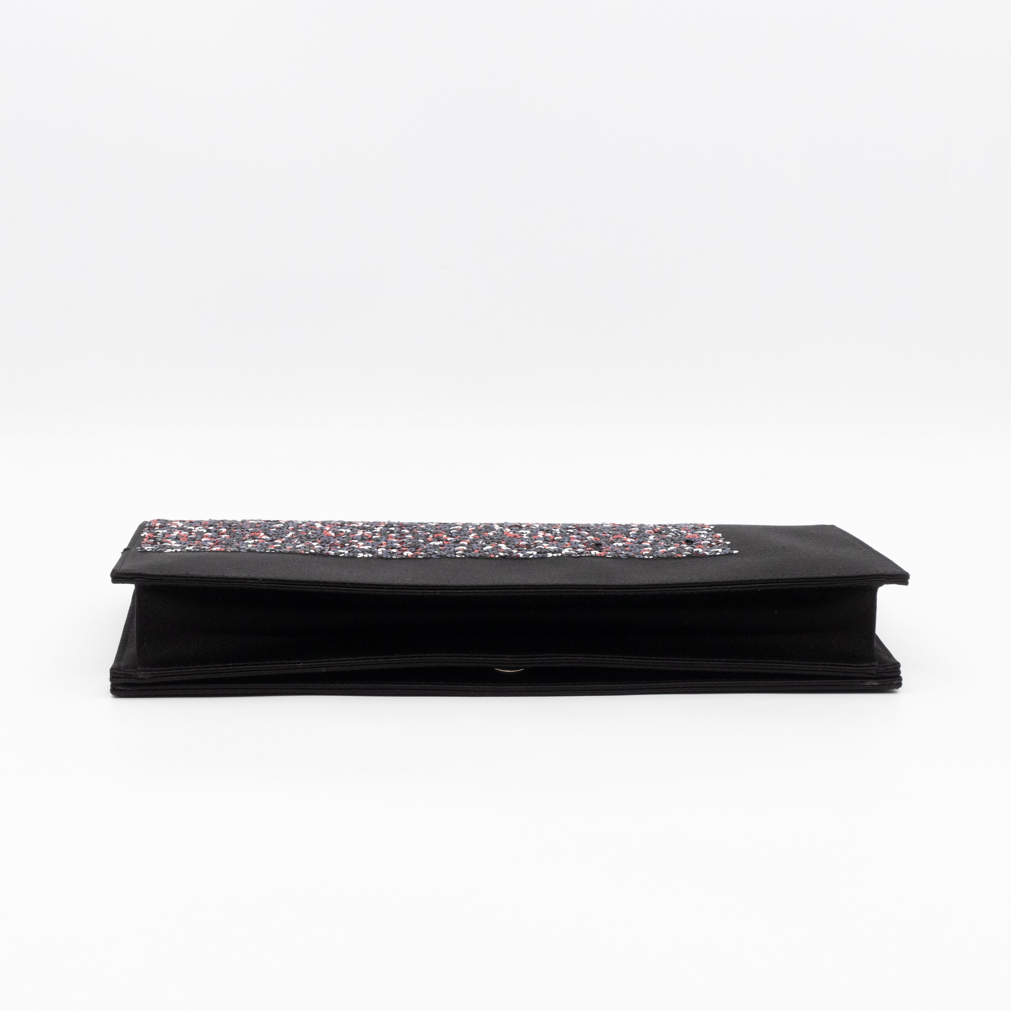 Lady Dior Chain Clutch Black Satin & Sequins