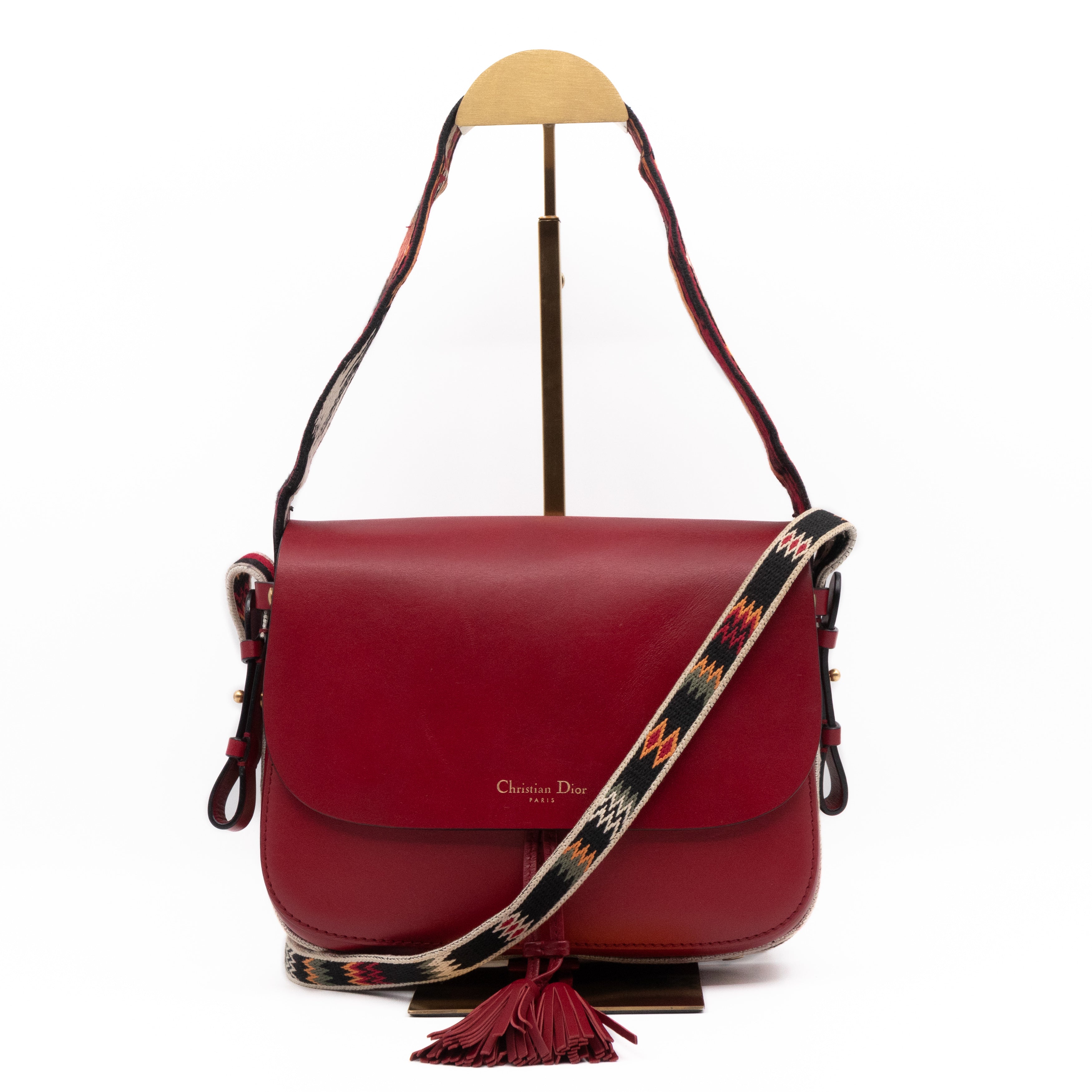 DioRodeo Flap Bag Burgundy Leather