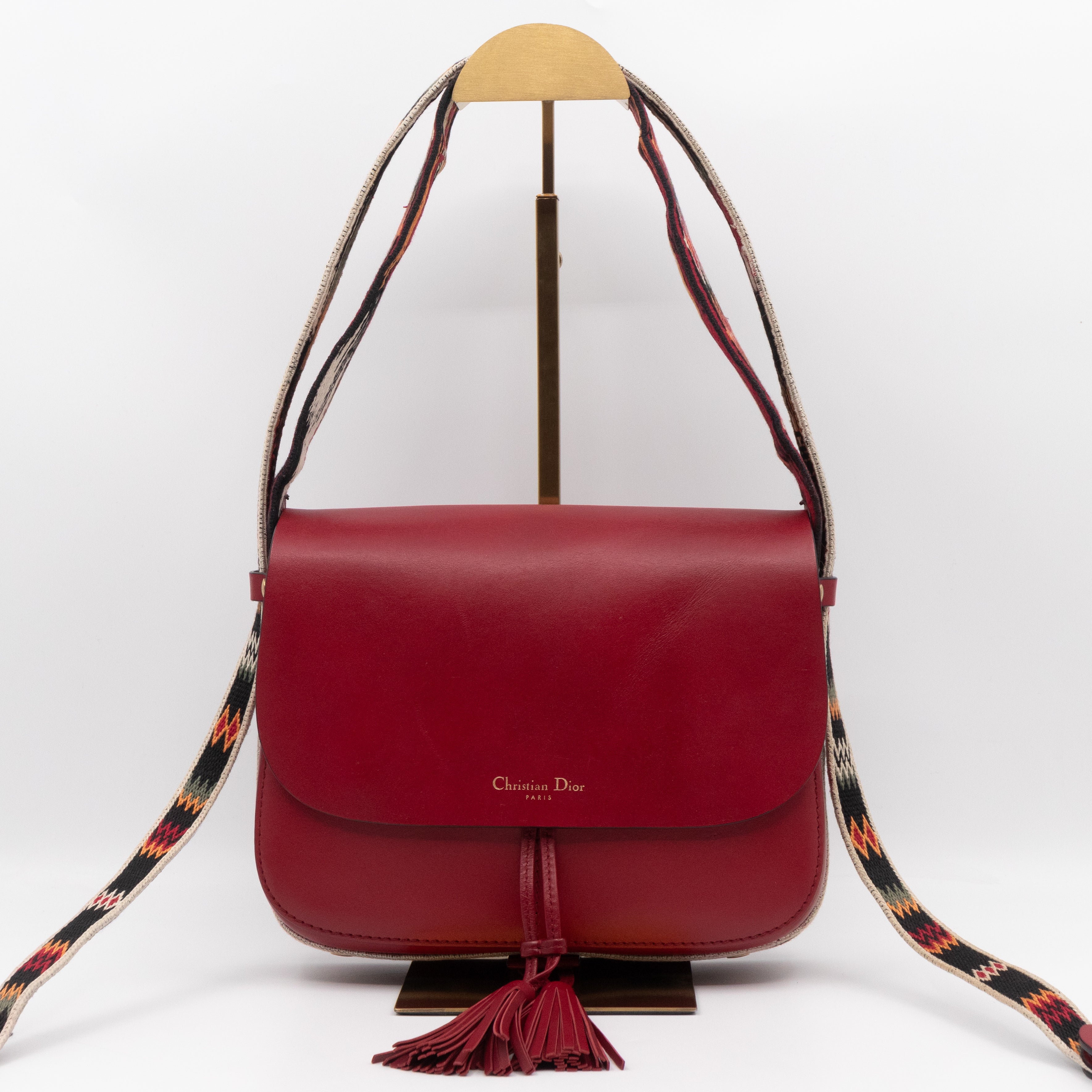 DioRodeo Flap Bag Burgundy Leather