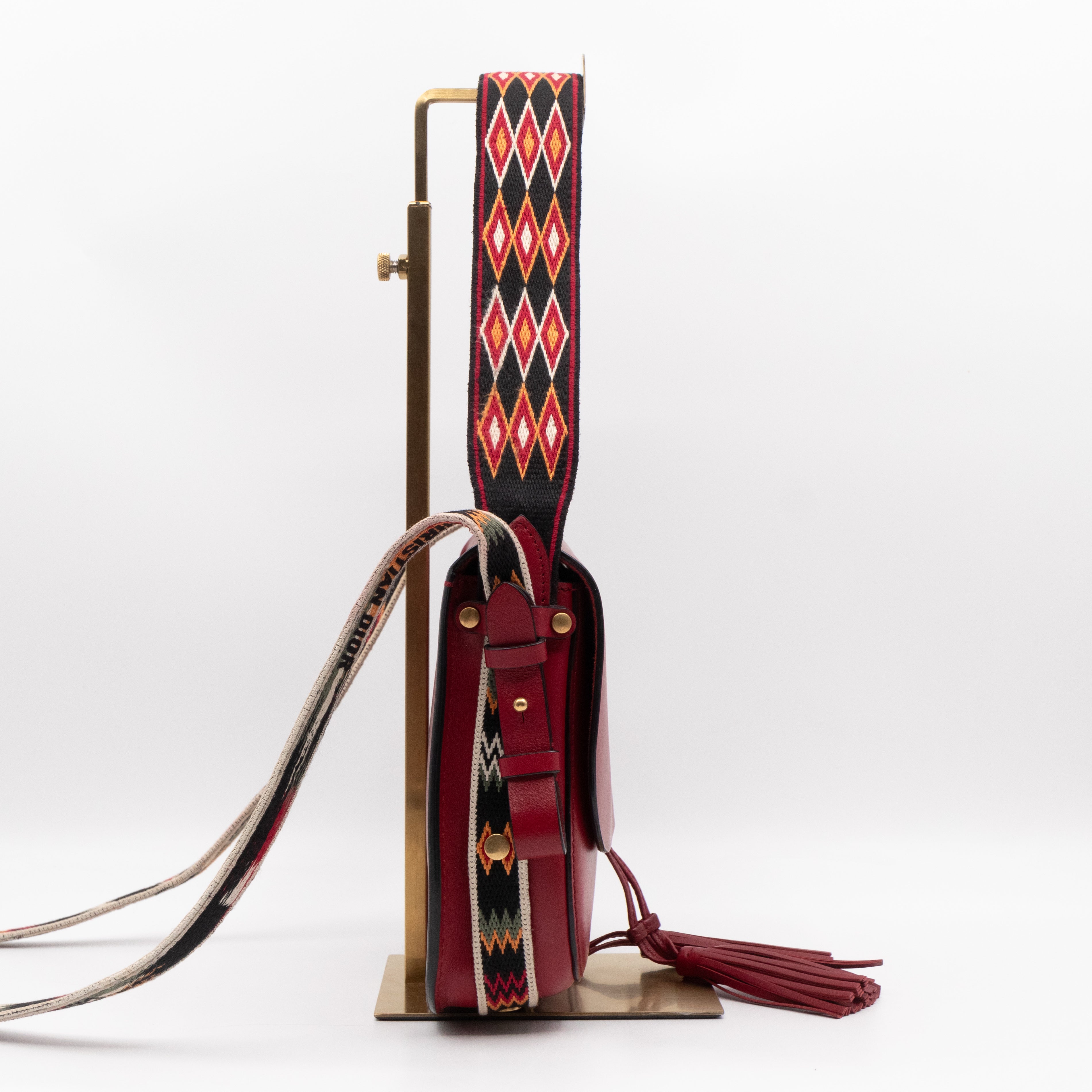 DioRodeo Flap Bag Burgundy Leather