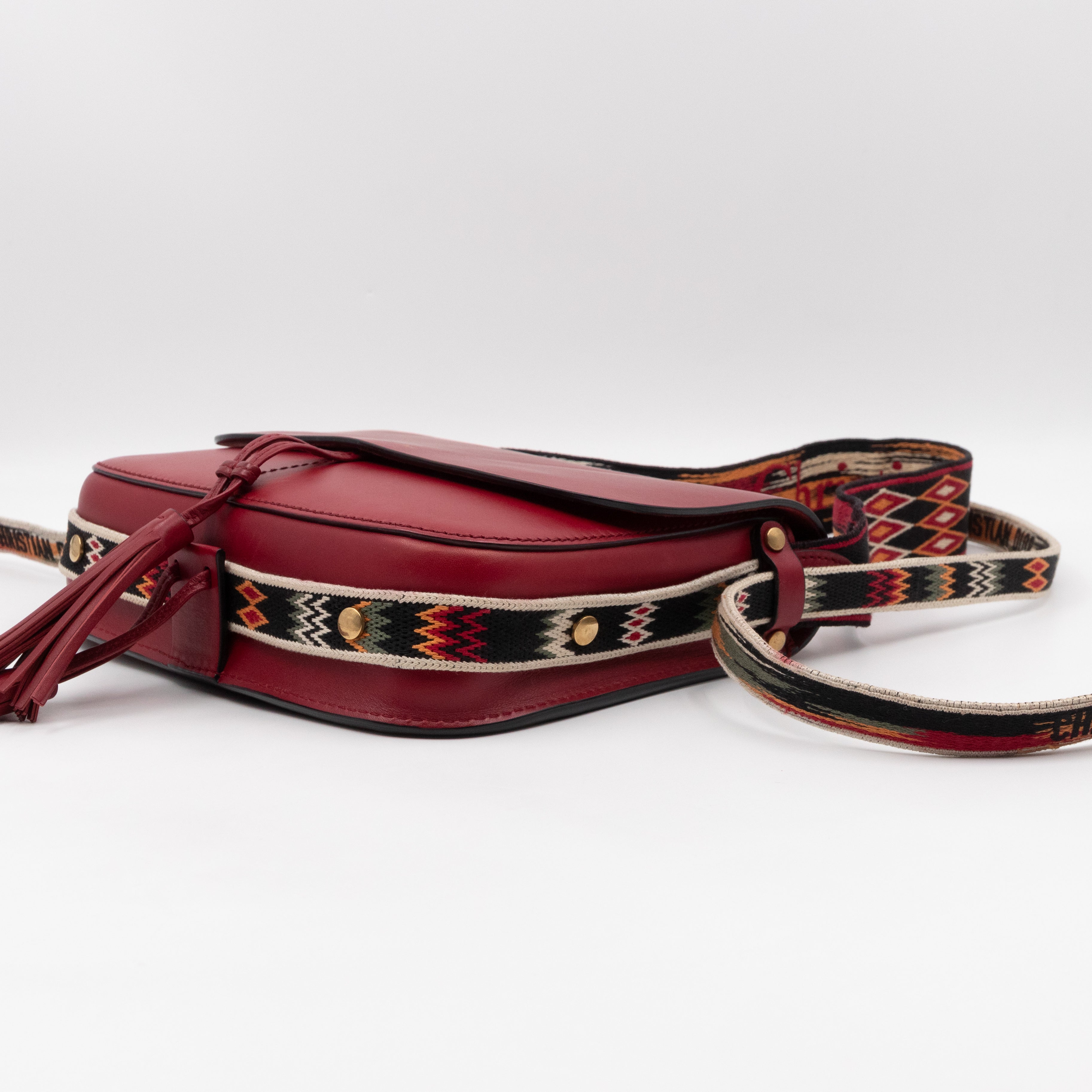 DioRodeo Flap Bag Burgundy Leather