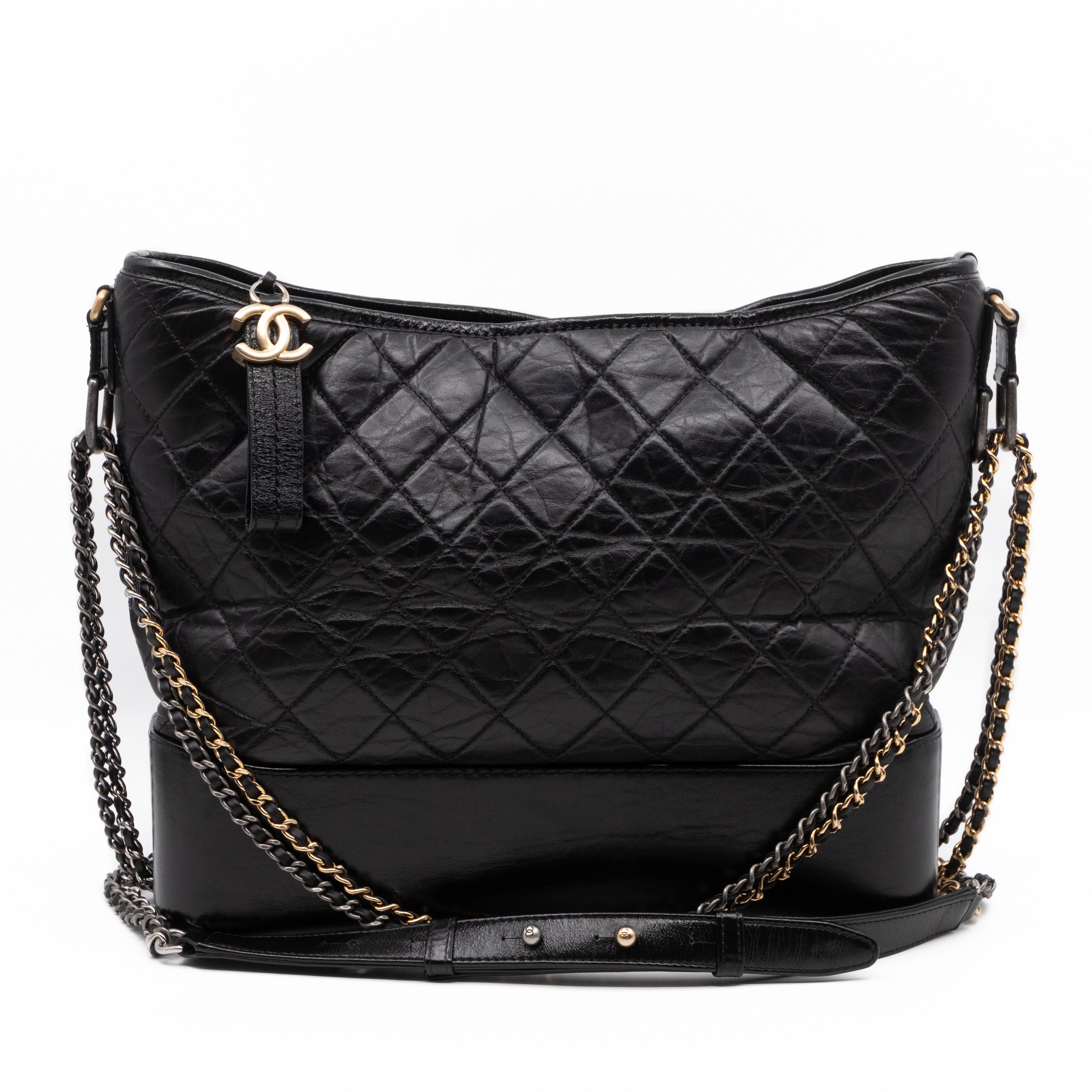 Gabrielle Hobo Maxi Black Calfskin Leather