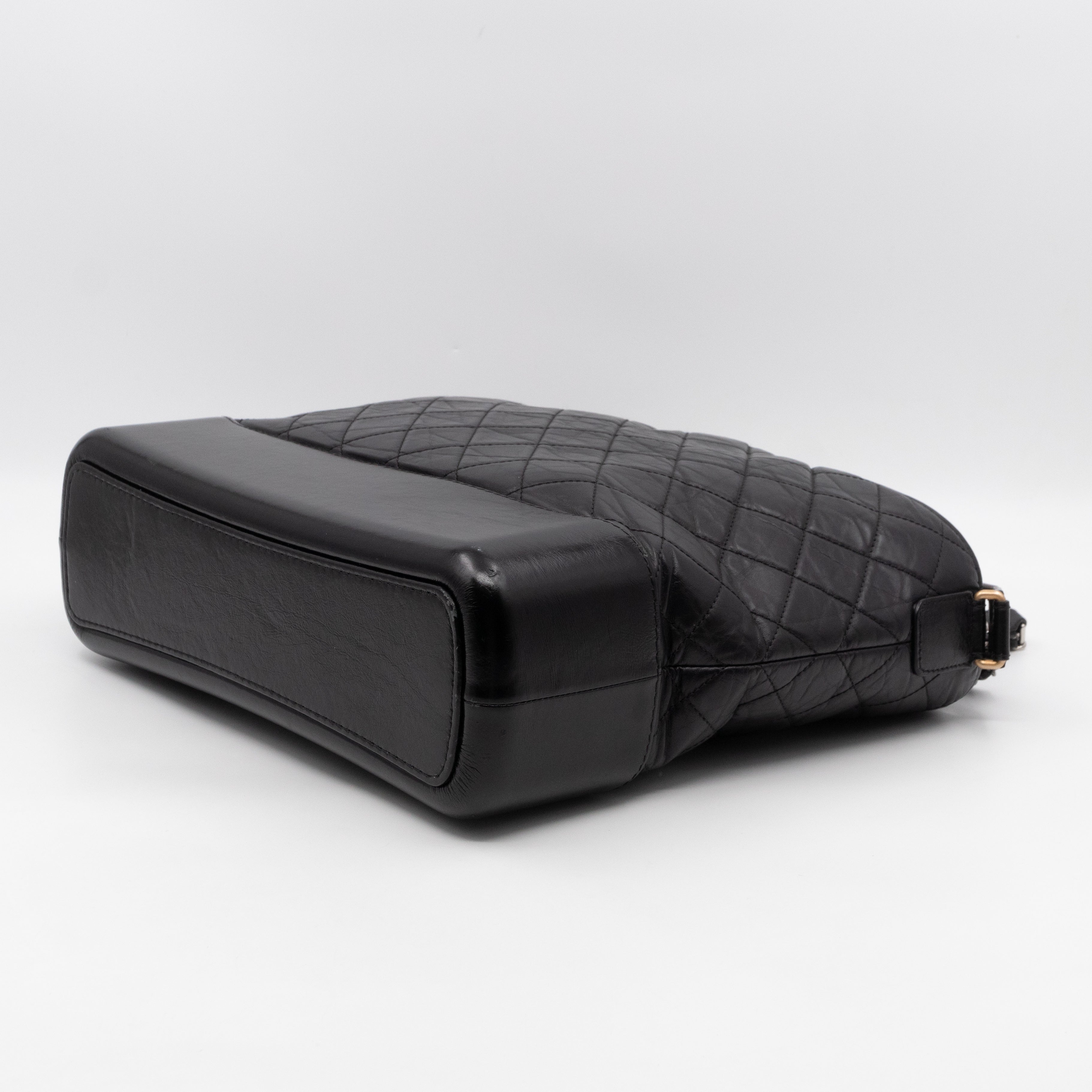 Gabrielle Hobo Maxi Black Calfskin Leather