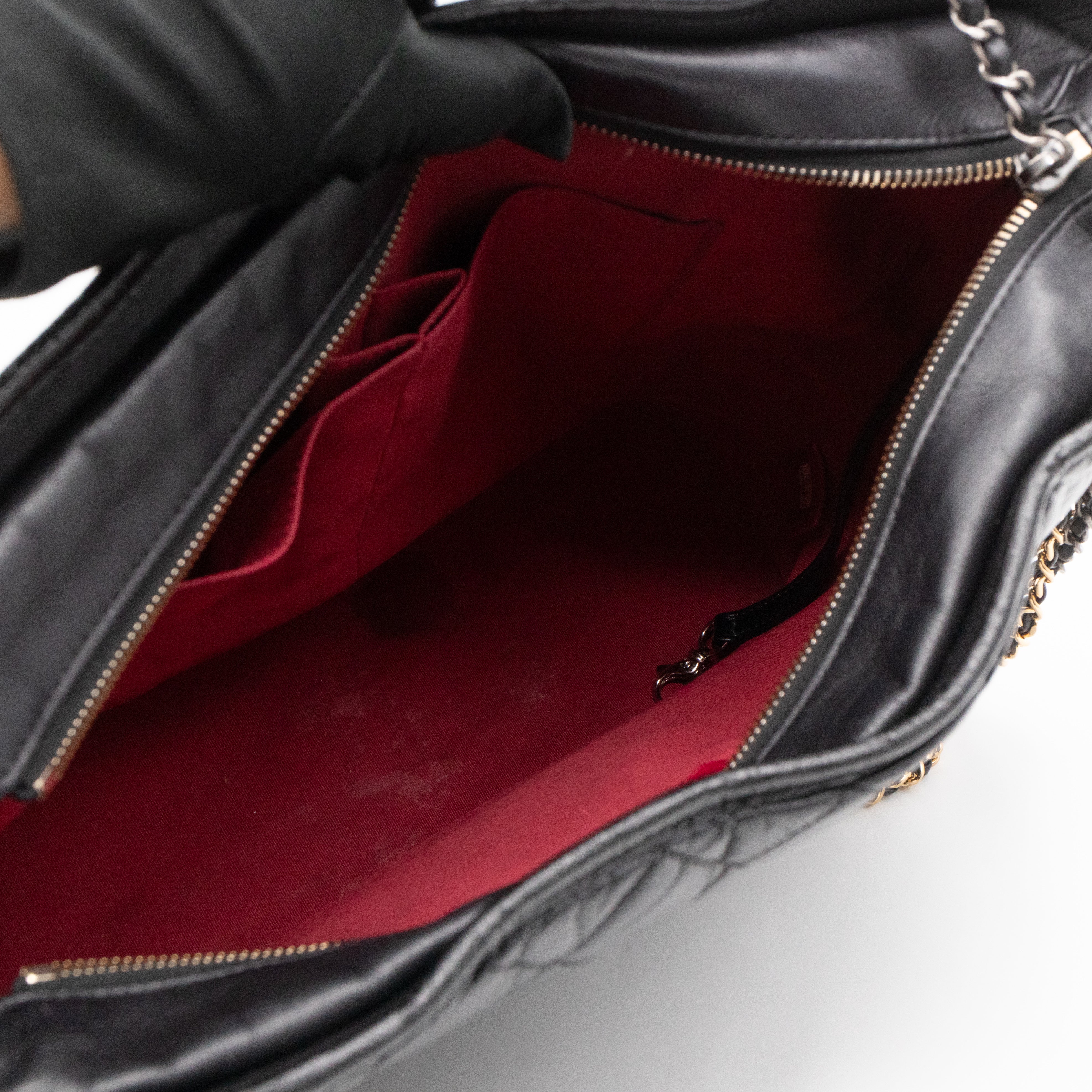 Gabrielle Hobo Maxi Black Calfskin Leather