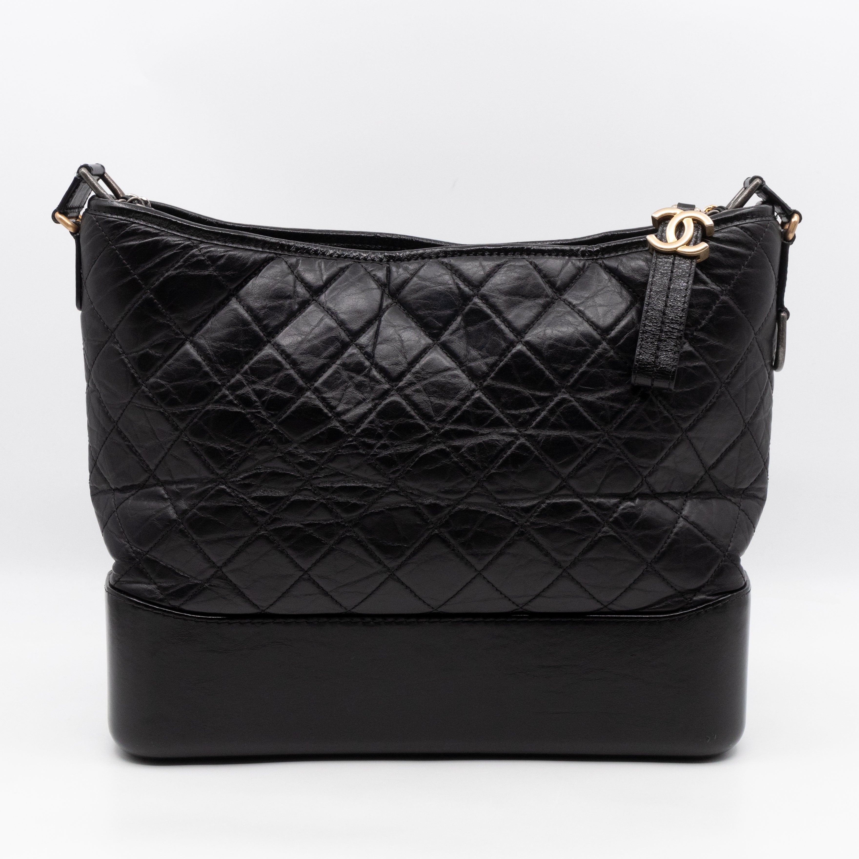Gabrielle Hobo Maxi Black Calfskin Leather
