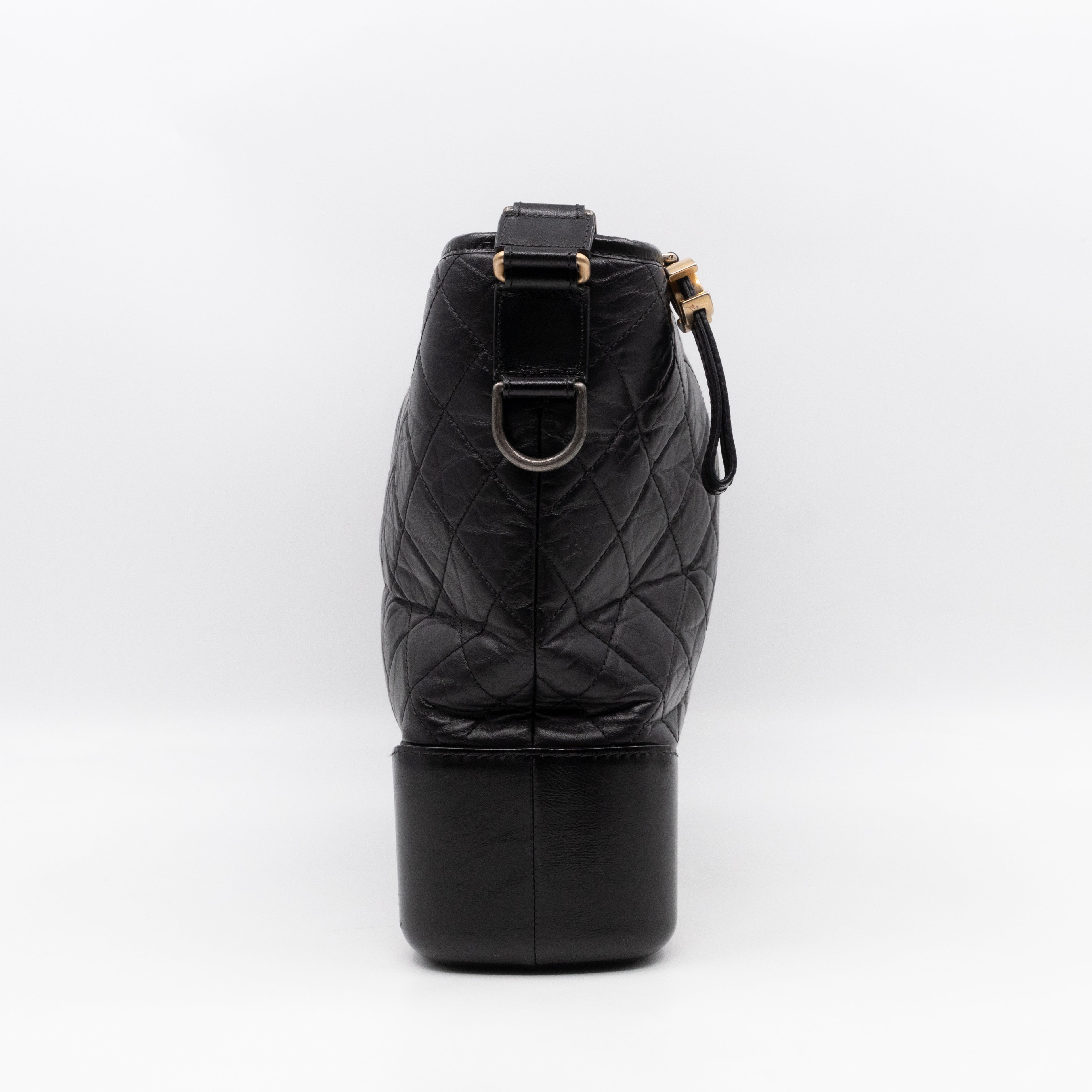 Gabrielle Hobo Maxi Black Calfskin Leather