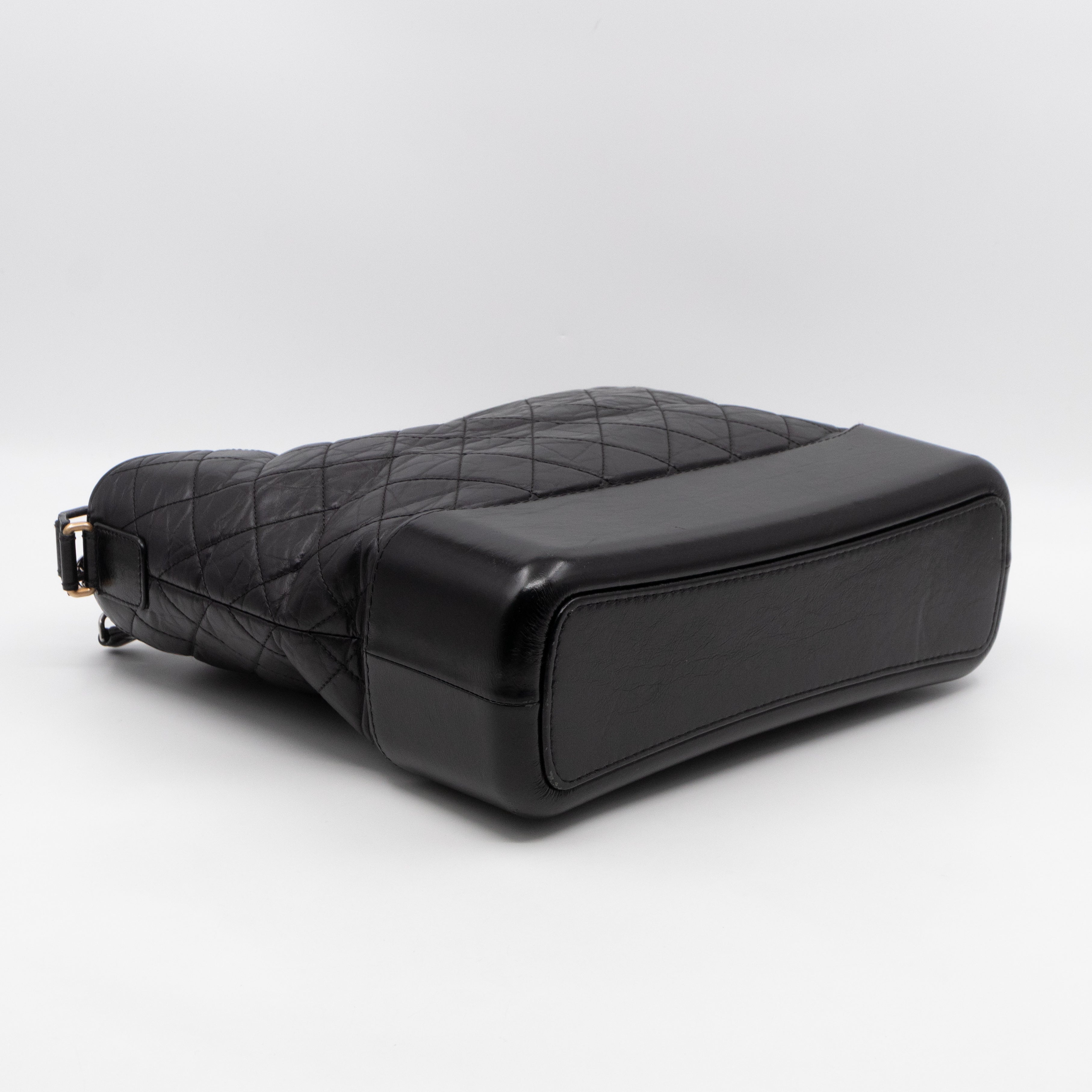 Gabrielle Hobo Maxi Black Calfskin Leather