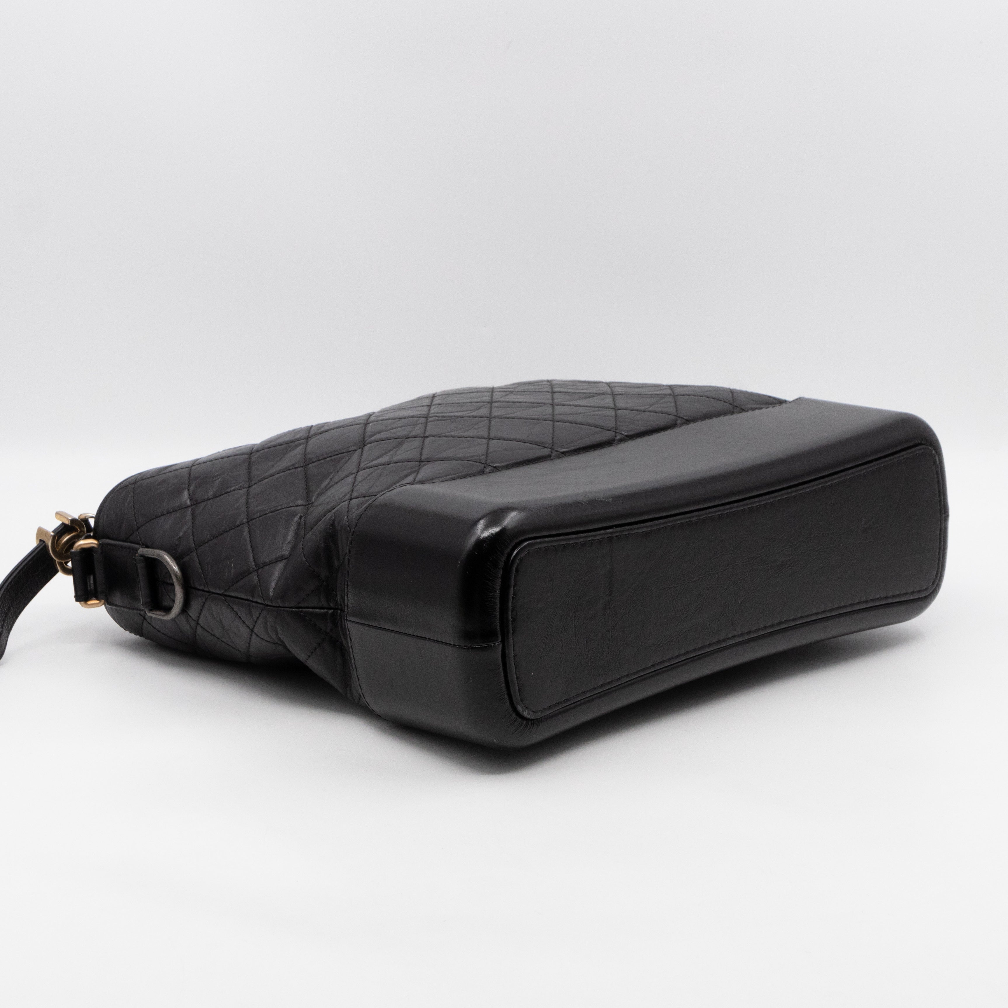 Gabrielle Hobo Maxi Black Calfskin Leather