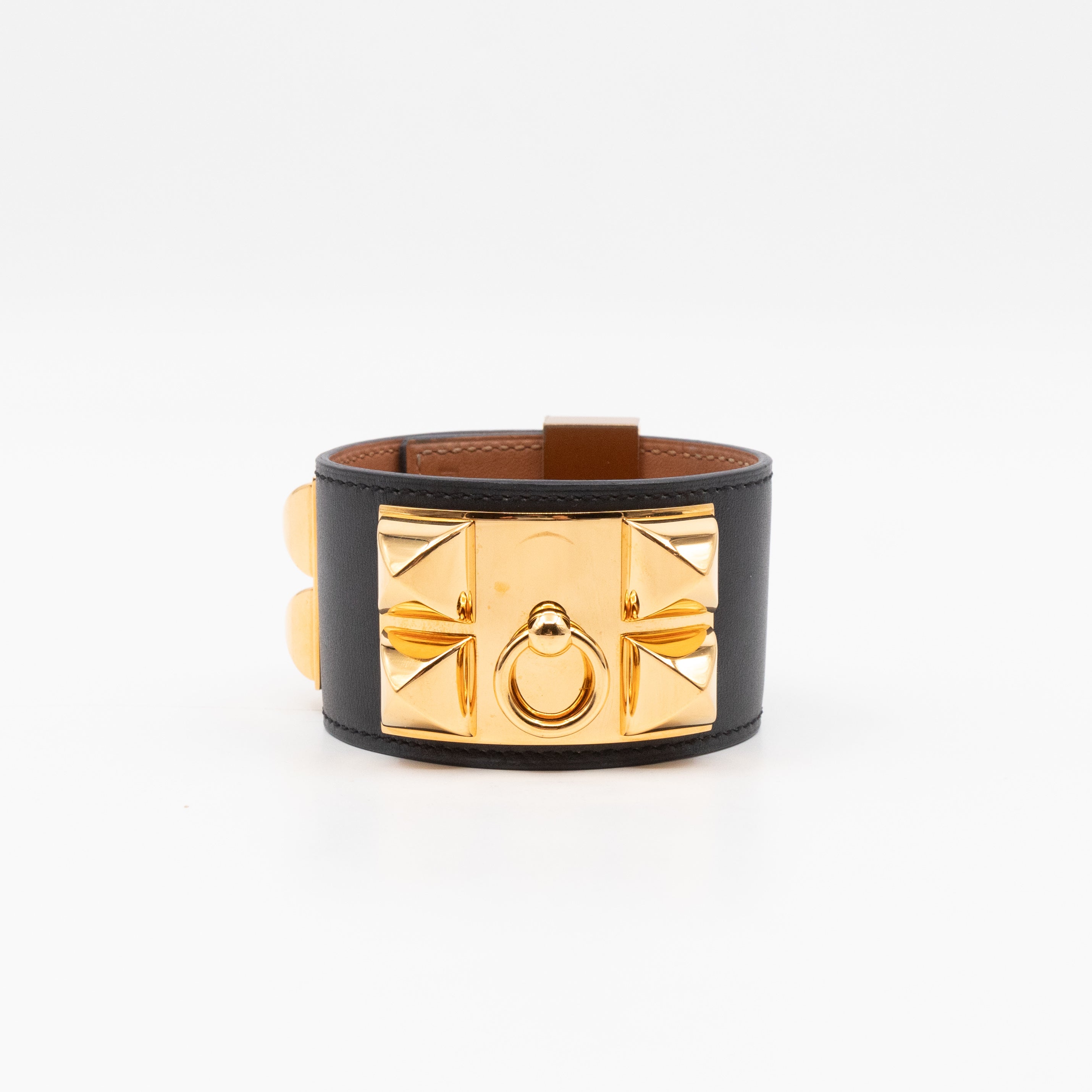 Collier de Chien Bracelet Gold & Black Leather