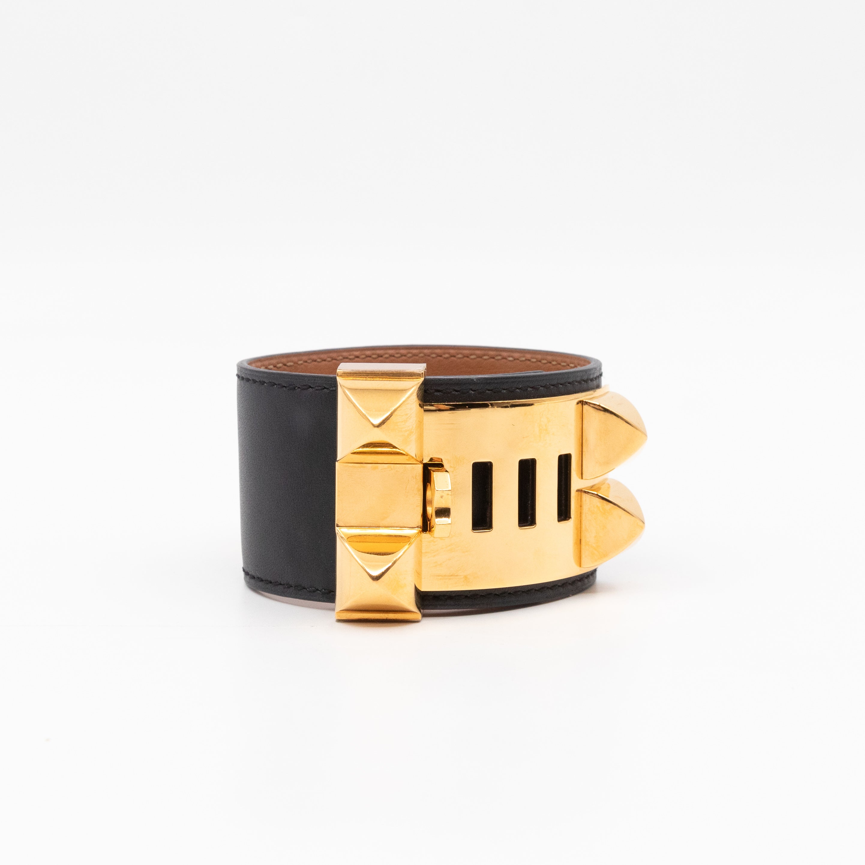 Collier de Chien Bracelet Gold & Black Leather