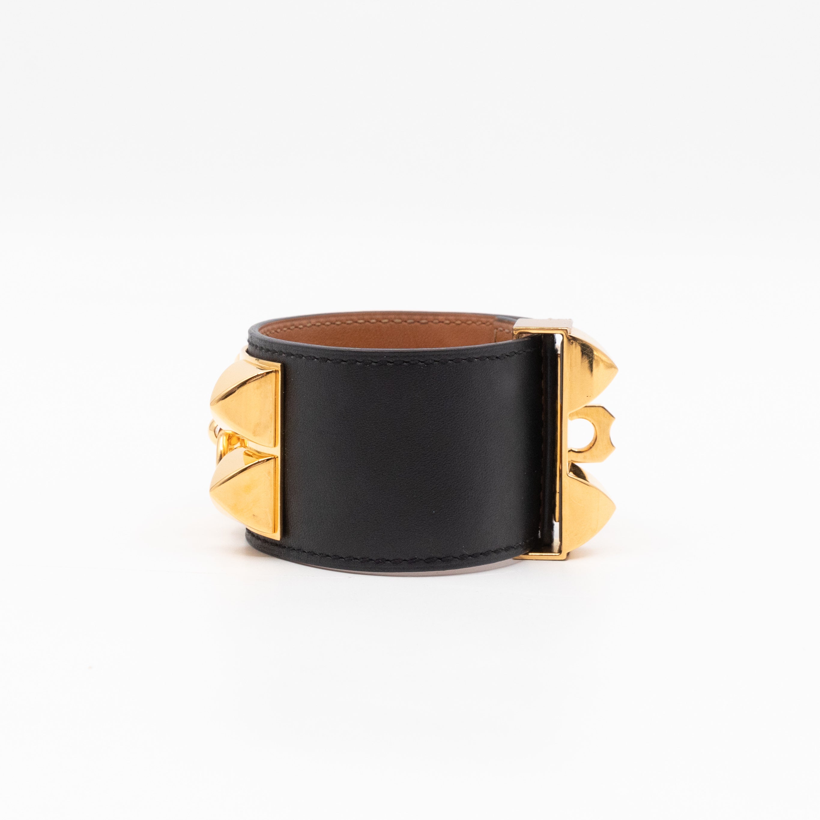 Collier de Chien Bracelet Gold & Black Leather