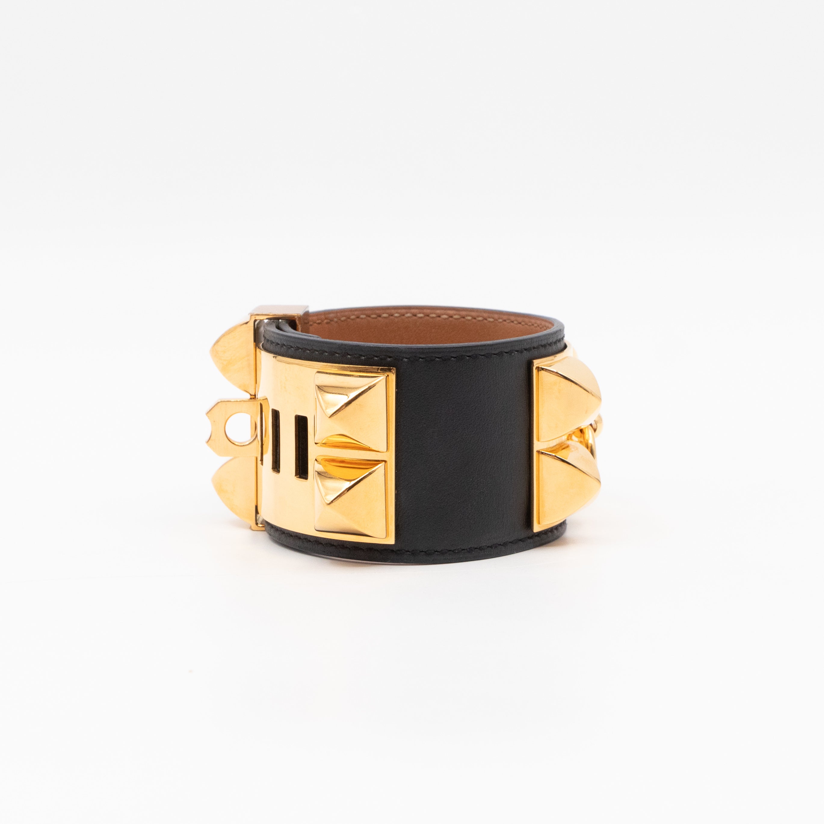 Collier de Chien Bracelet Gold & Black Leather