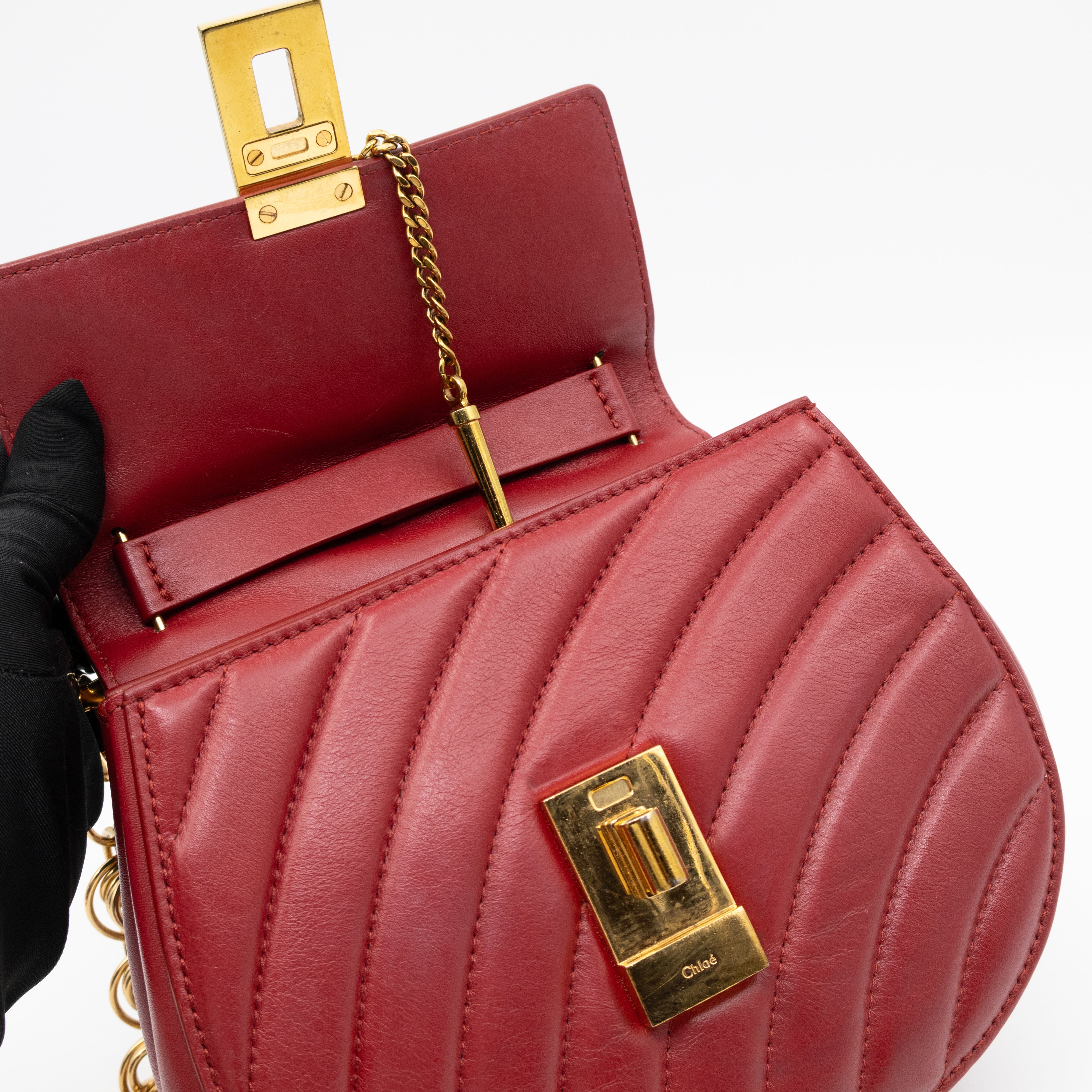 Mini Drew Burgundy Leather